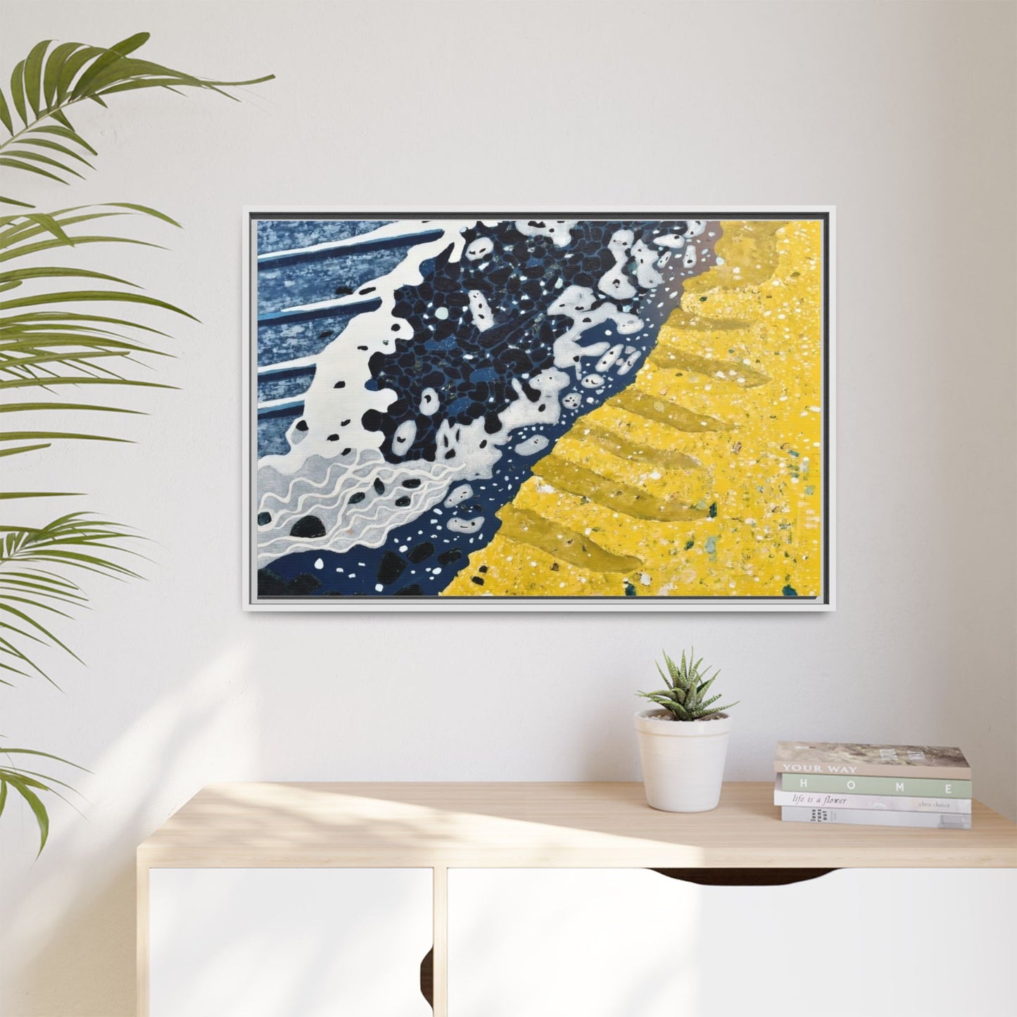 Framed Abstract Ocean & Sand Matte Canvas Print