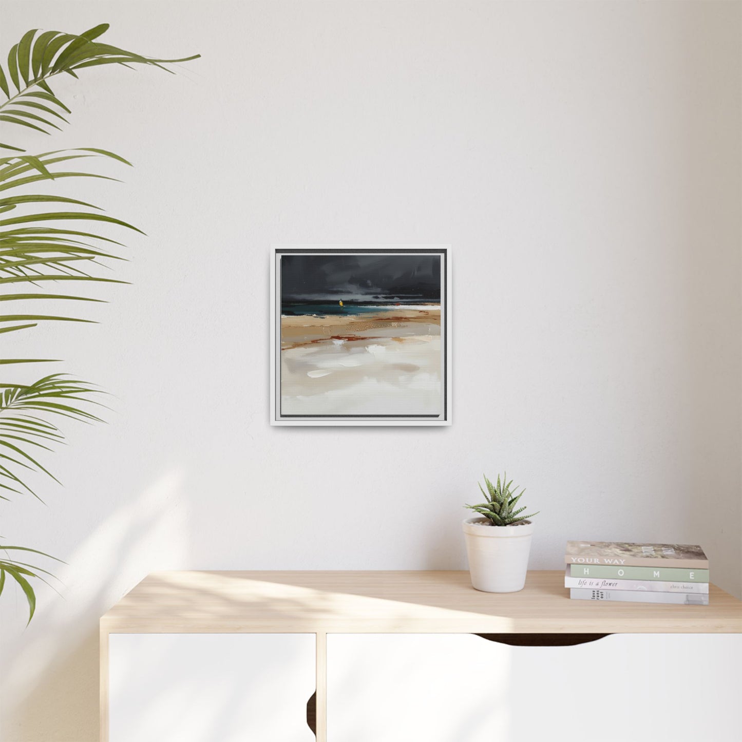 Framed Matte Canvas Beachscape Art Print — Coastal Abstract Wall Decor