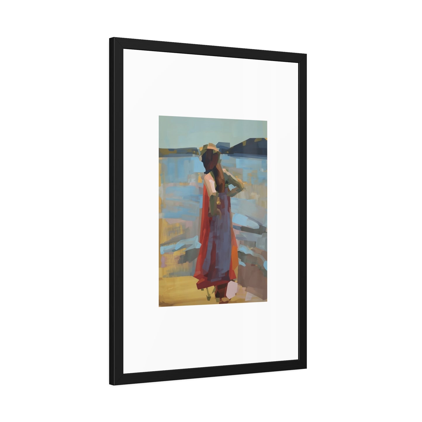 Framed Art Print — Woman at the Shore Impressionist Poster