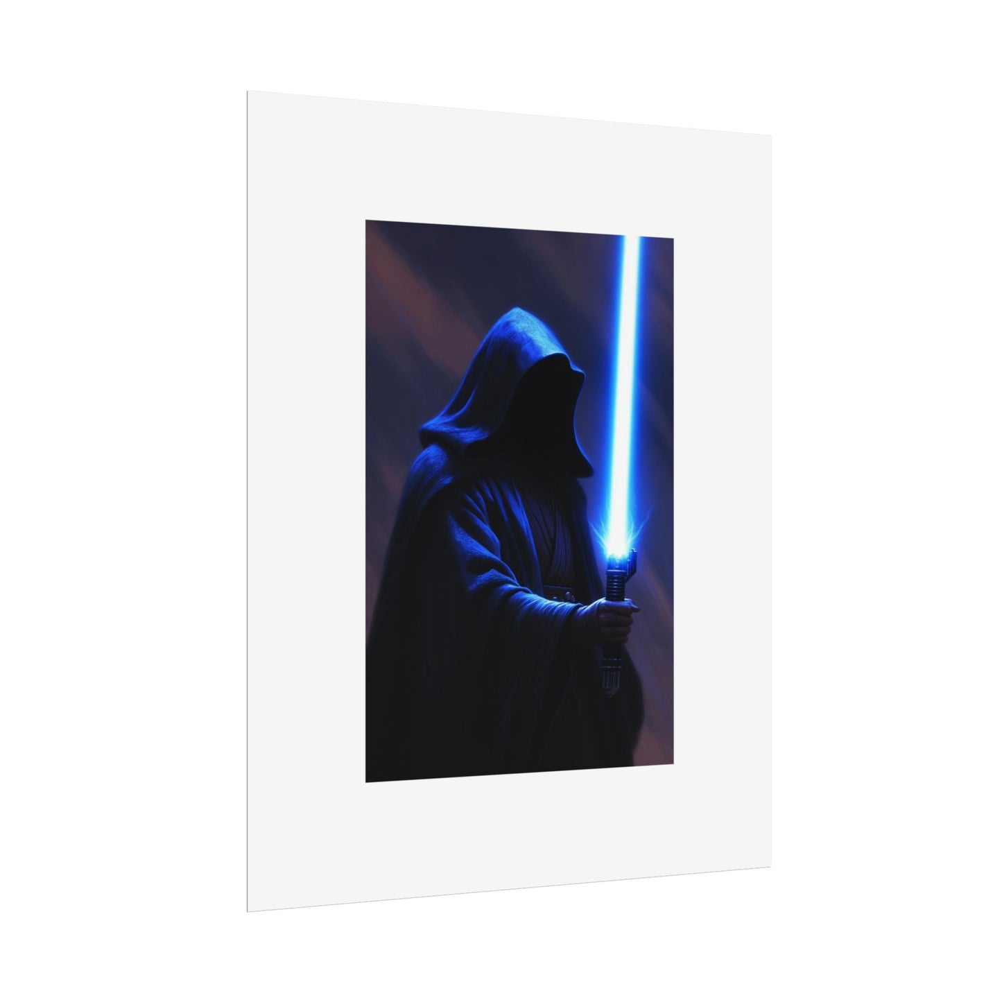 Sci‑Fi Lightsaber Poster — Hooded Jedi Warrior Wall Art (Rolled Poster)