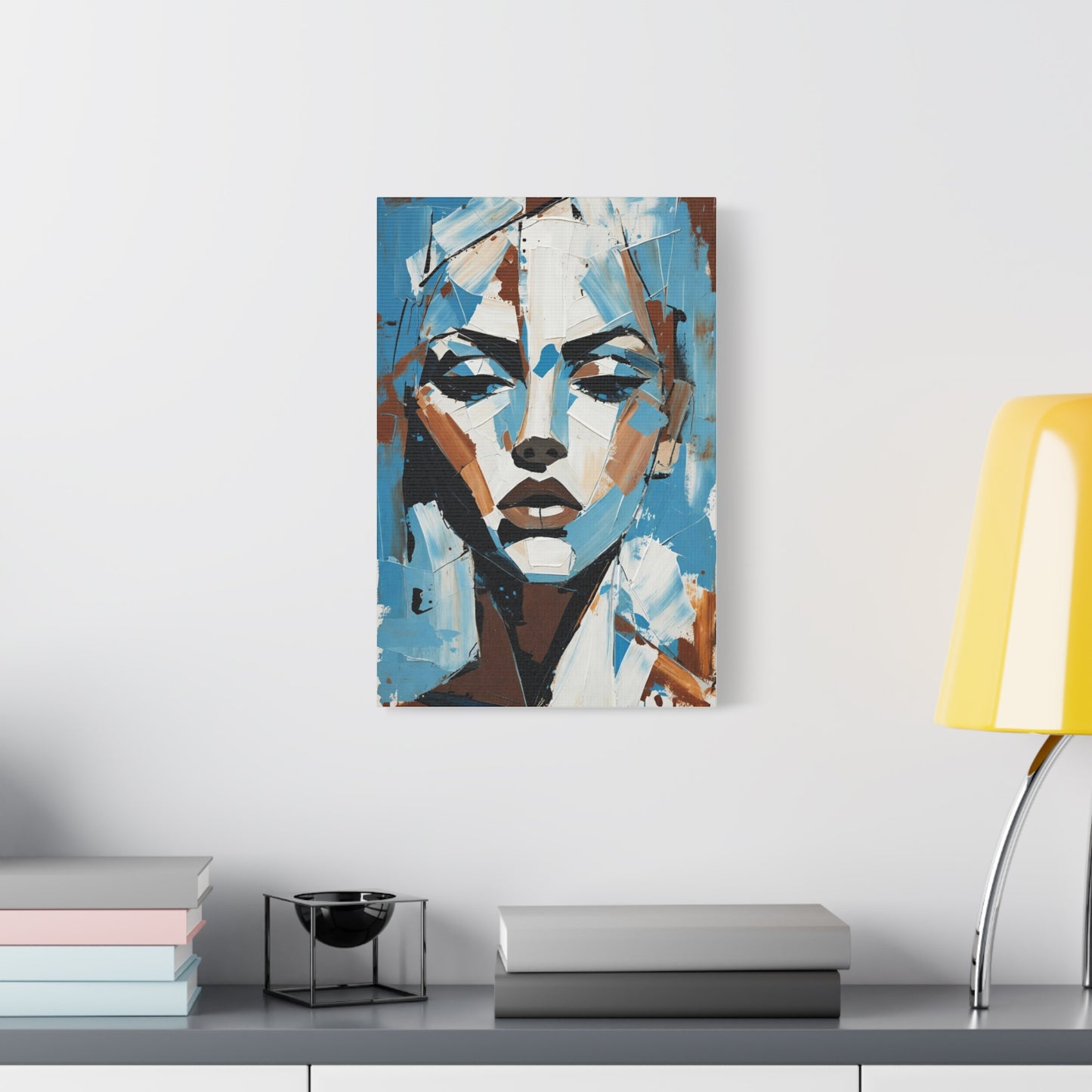Abstract Blue Portrait Canvas Print — Modern Stretched Matte Wall Art
