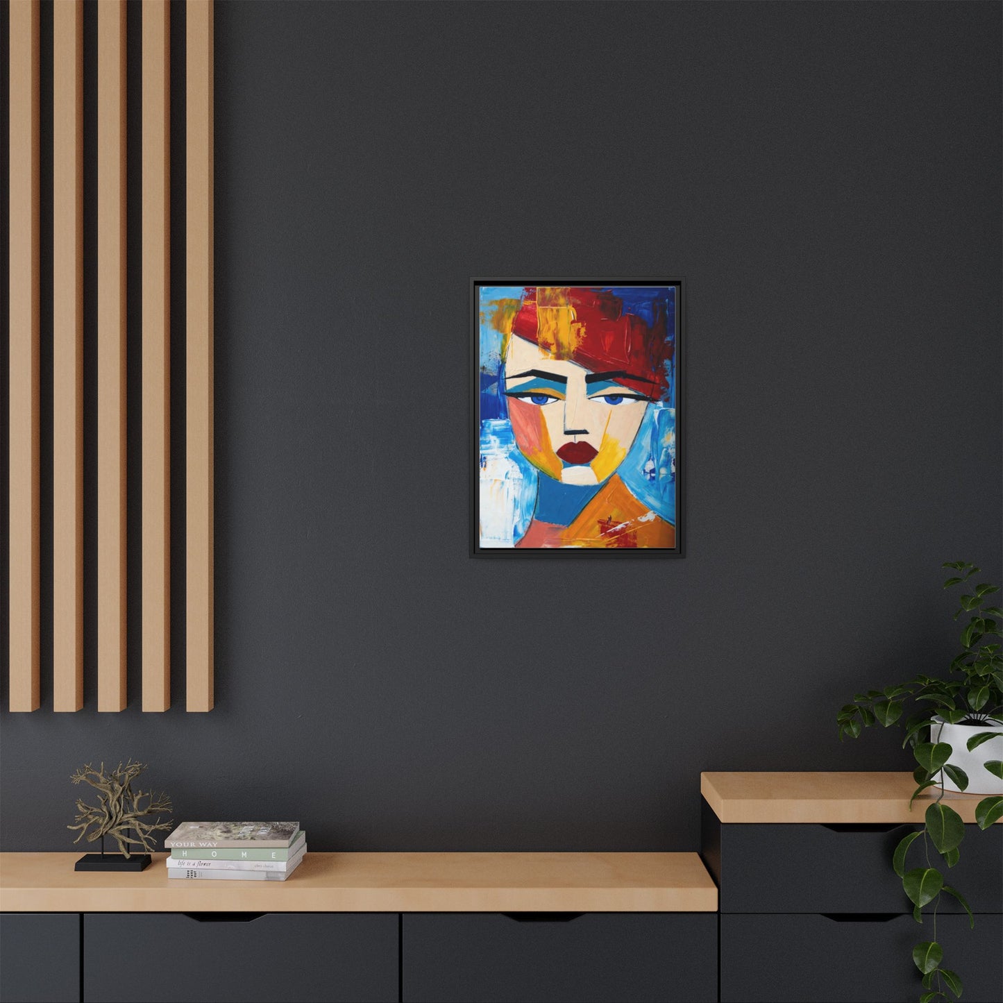 Abstract Colorful Portrait Framed Canvas Art