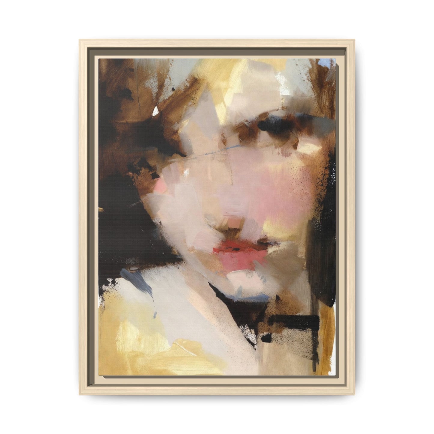 Abstract Portrait Matte Canvas Framed Print — Modern Feminine Wall Art