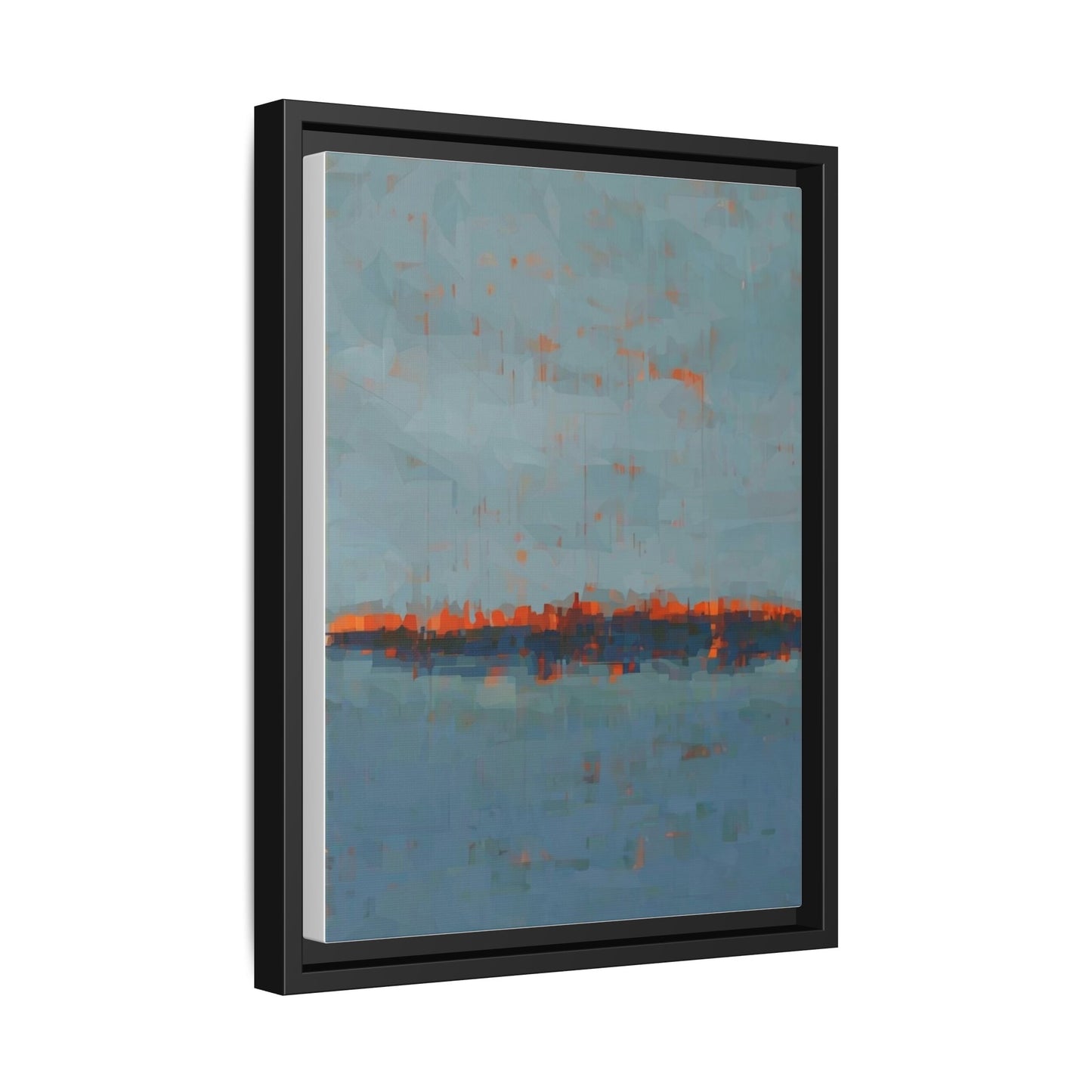 Framed Canvas Art — Teal & Orange Abstract Seascape