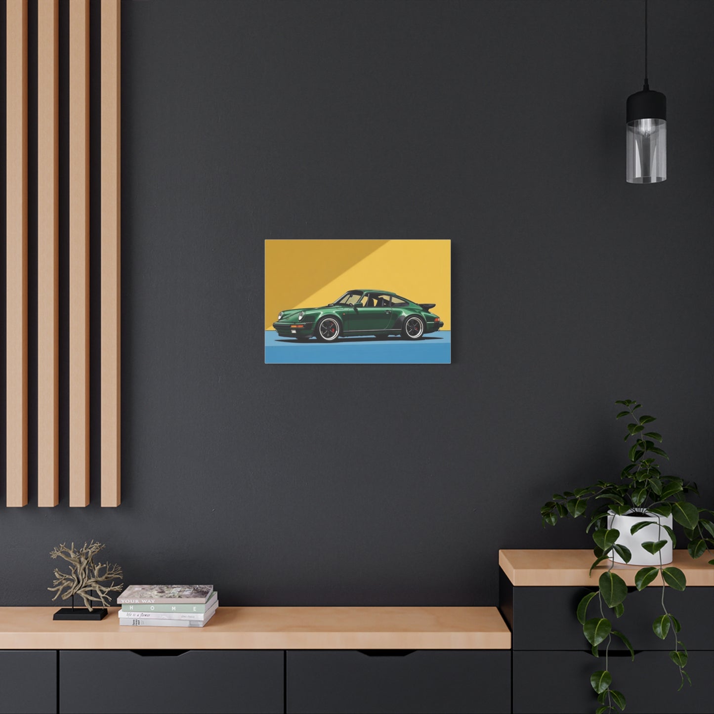 Vintage Green Porsche Art Print - Matte Stretched Canvas