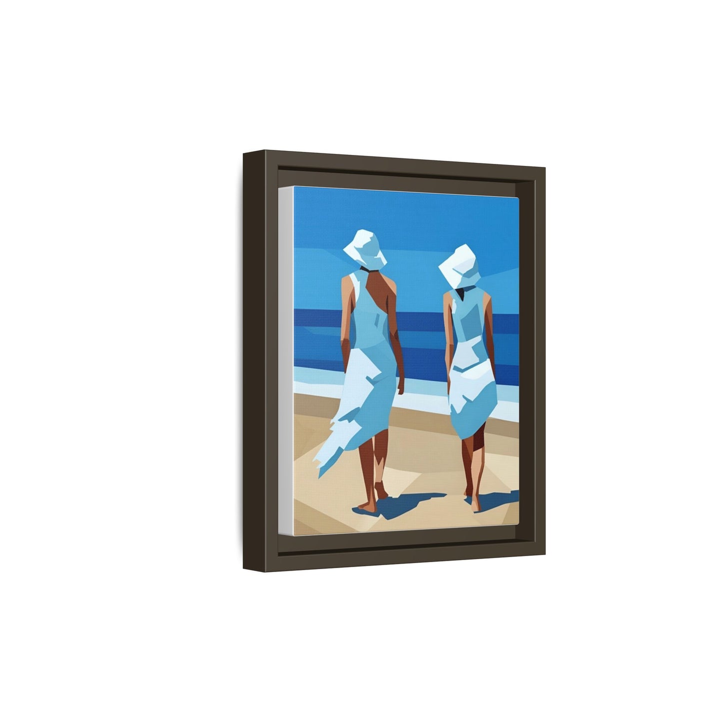 Seaside Stroll Matte Canvas Framed Print — Coastal Beach Art