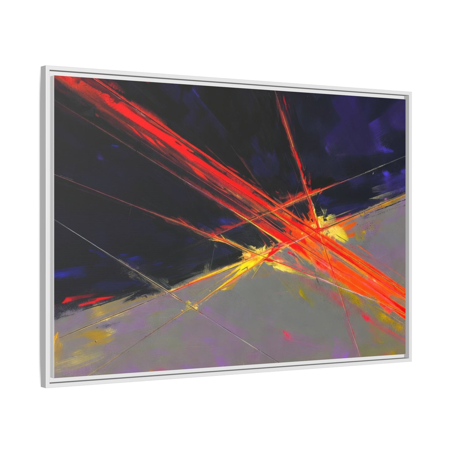 Abstract Red Streaks Framed Matte Canvas Art — Modern Multi‑Color Wall Decor