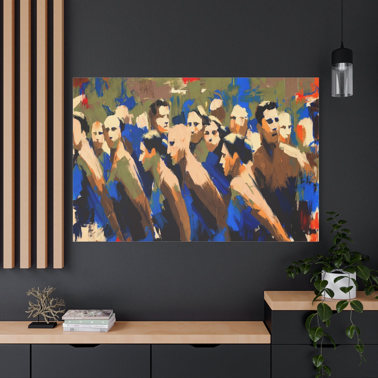 Abstract Crowd Painting Canvas Print — Stretched Matte Wall Art