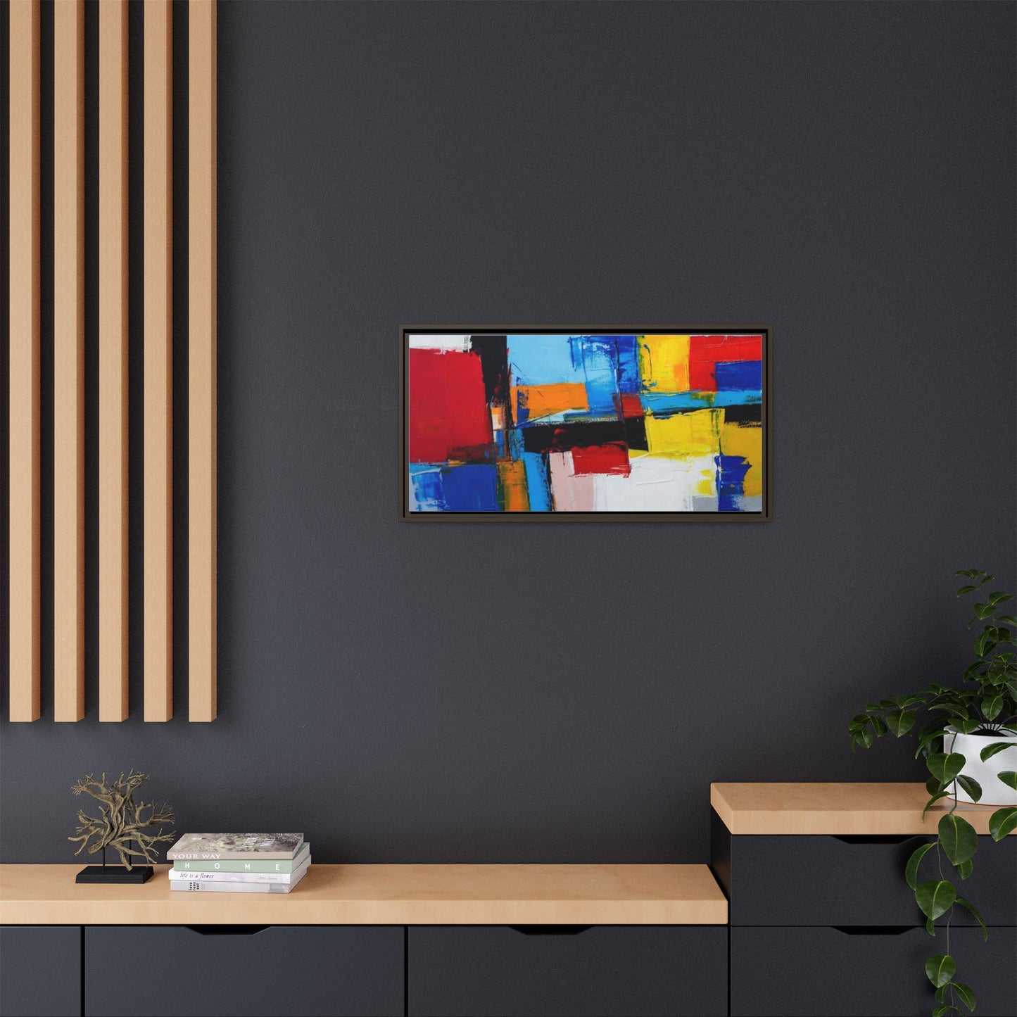 Abstract Color Block Matte Canvas Framed Wall Art