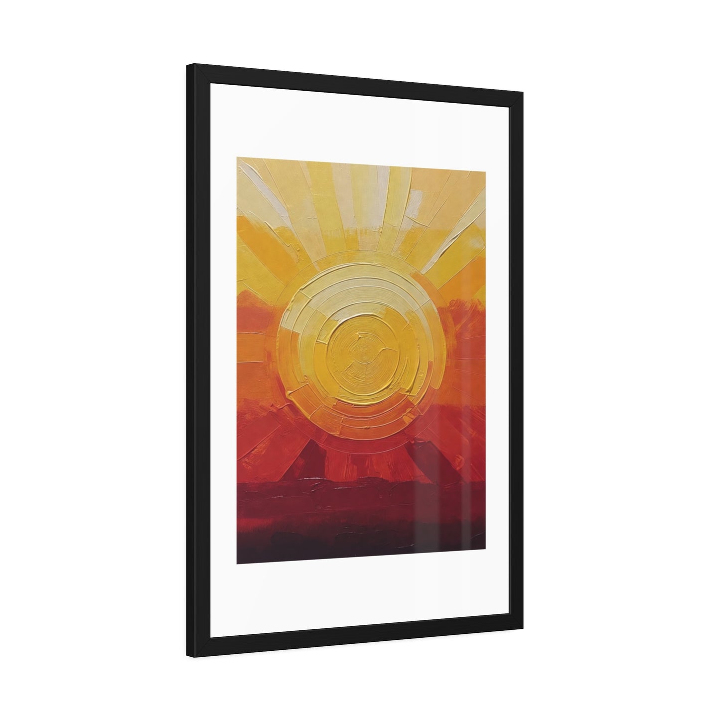 Sunburst Abstract Framed Art Print — Warm Sunrise Poster