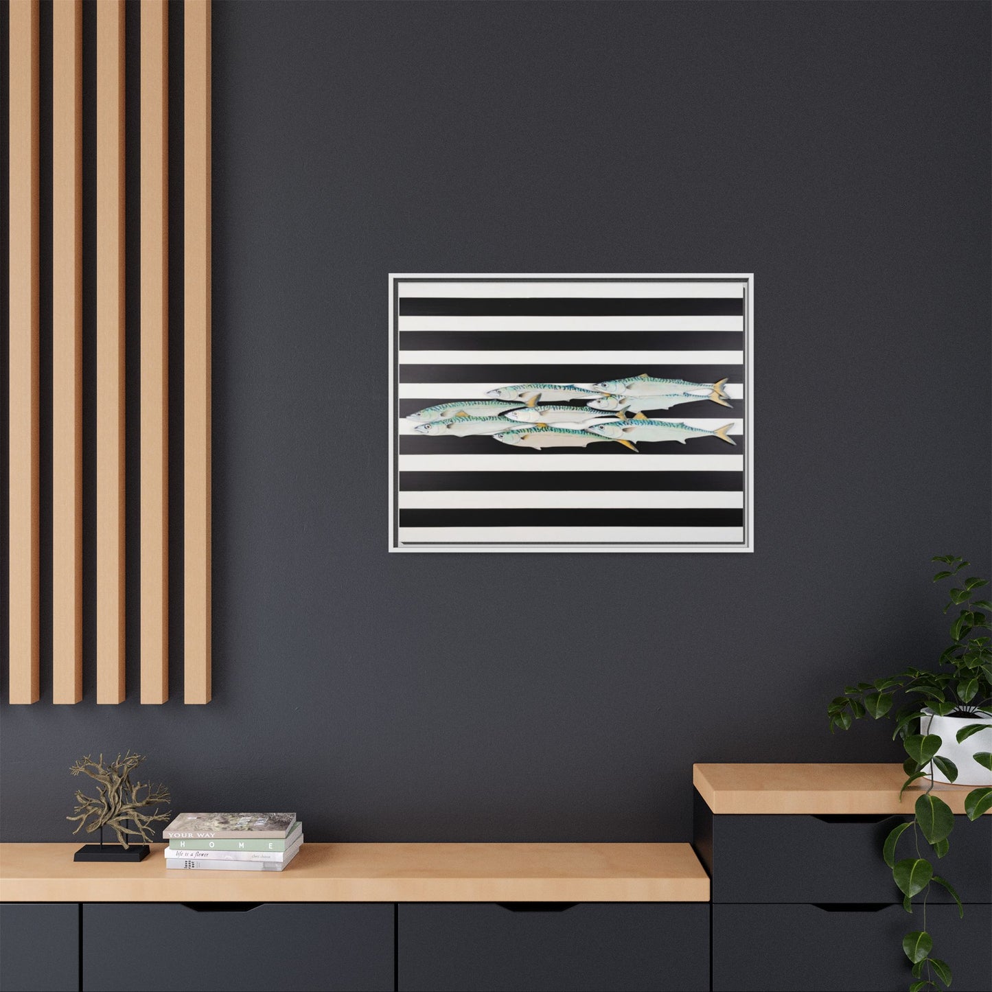Striped Mackerel Canvas Print — Framed Matte Fish Wall Art