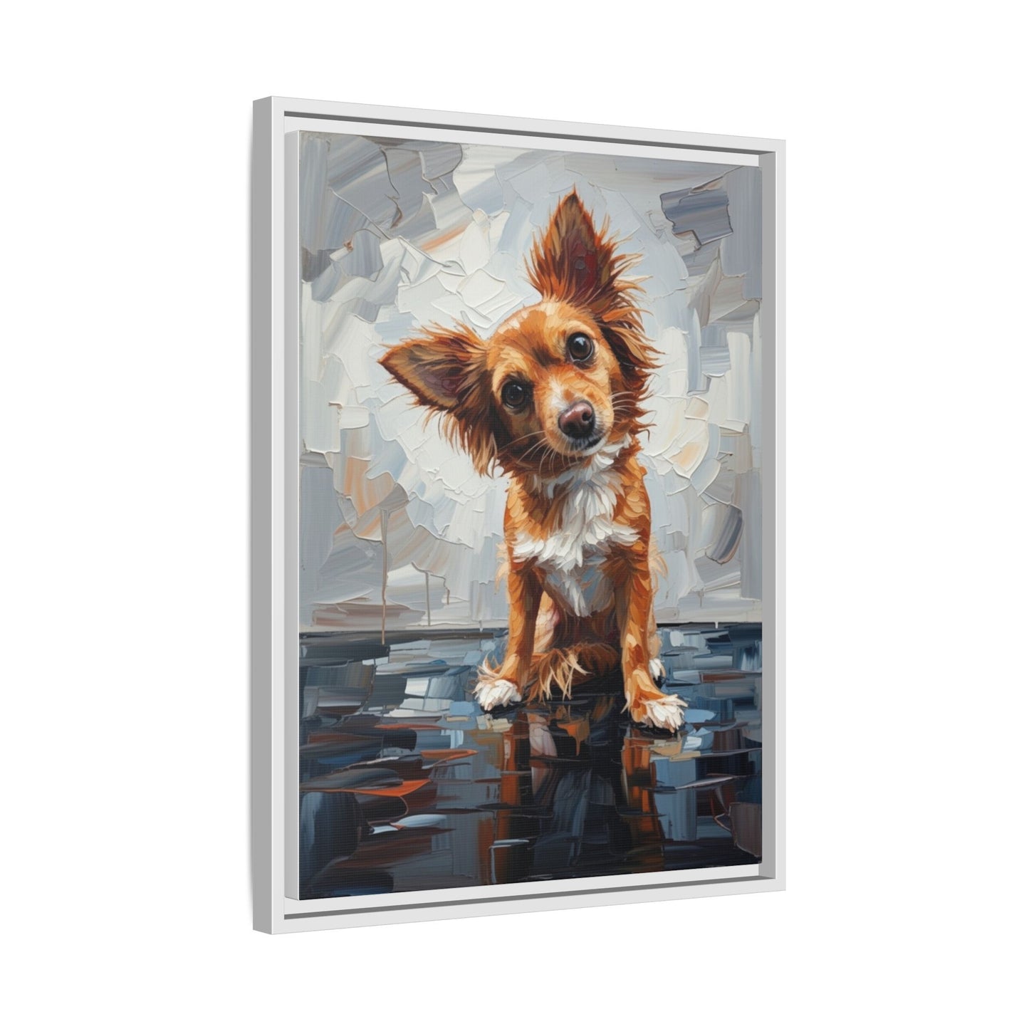 Framed Matte Canvas Print — Playful Brown Dog Portrait