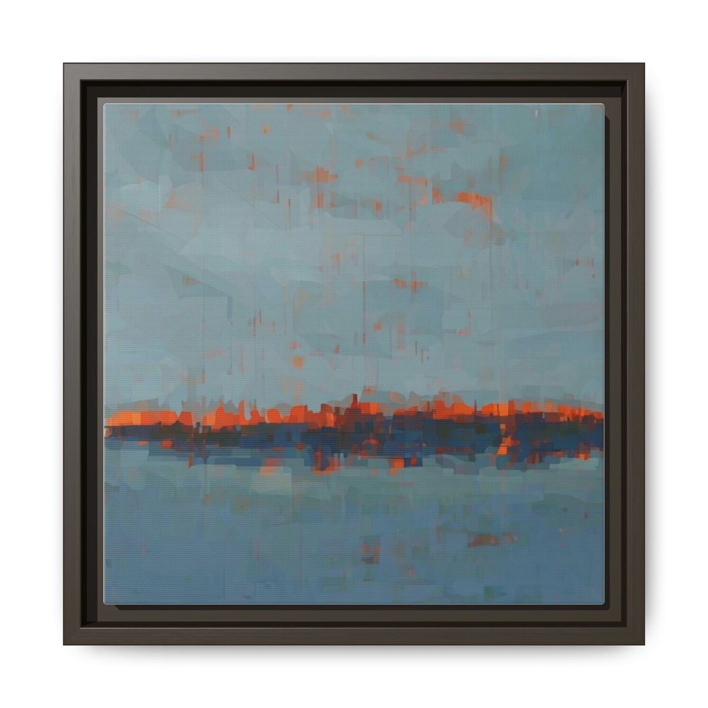 Framed Canvas Art — Teal & Orange Abstract Seascape