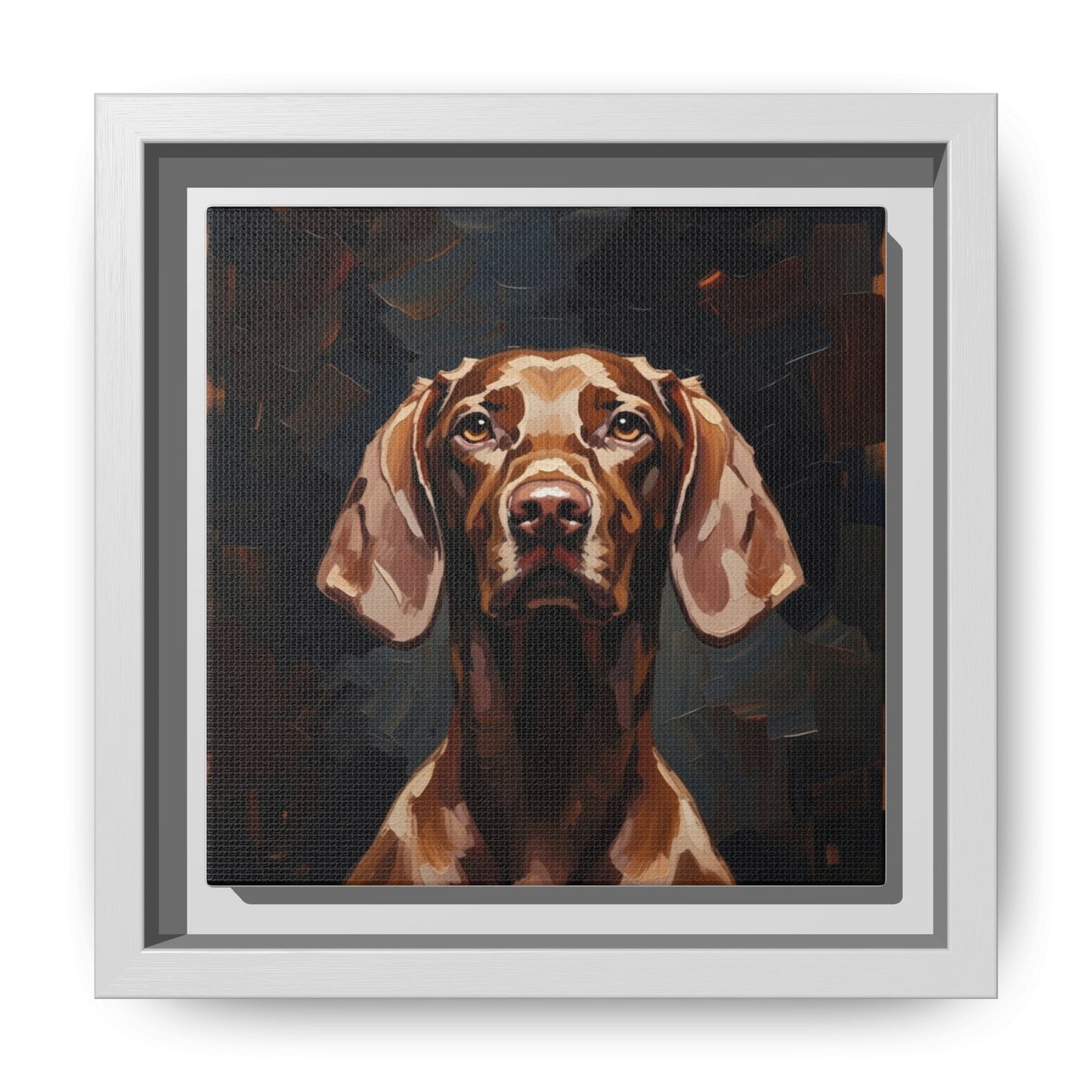 Framed Matte Canvas Dog Portrait – Brown Vizsla Wall Art