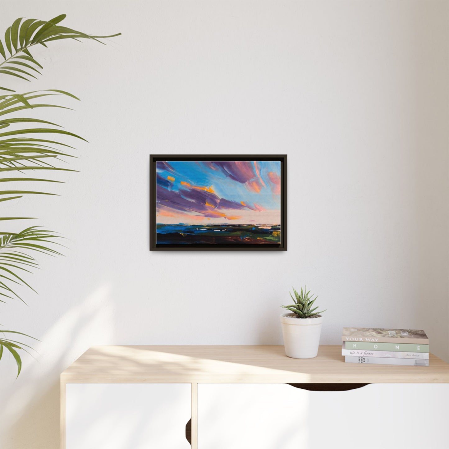 Framed Matte Canvas Abstract Seascape Sunset Art Print