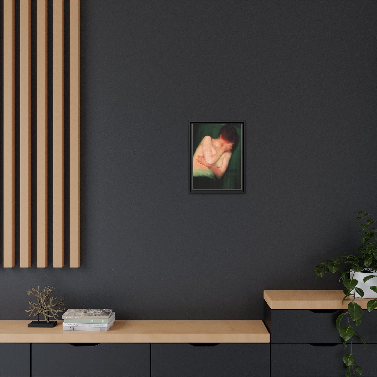 Female Nude by János Vaszary Framed Matte Canvas Wall Art Print