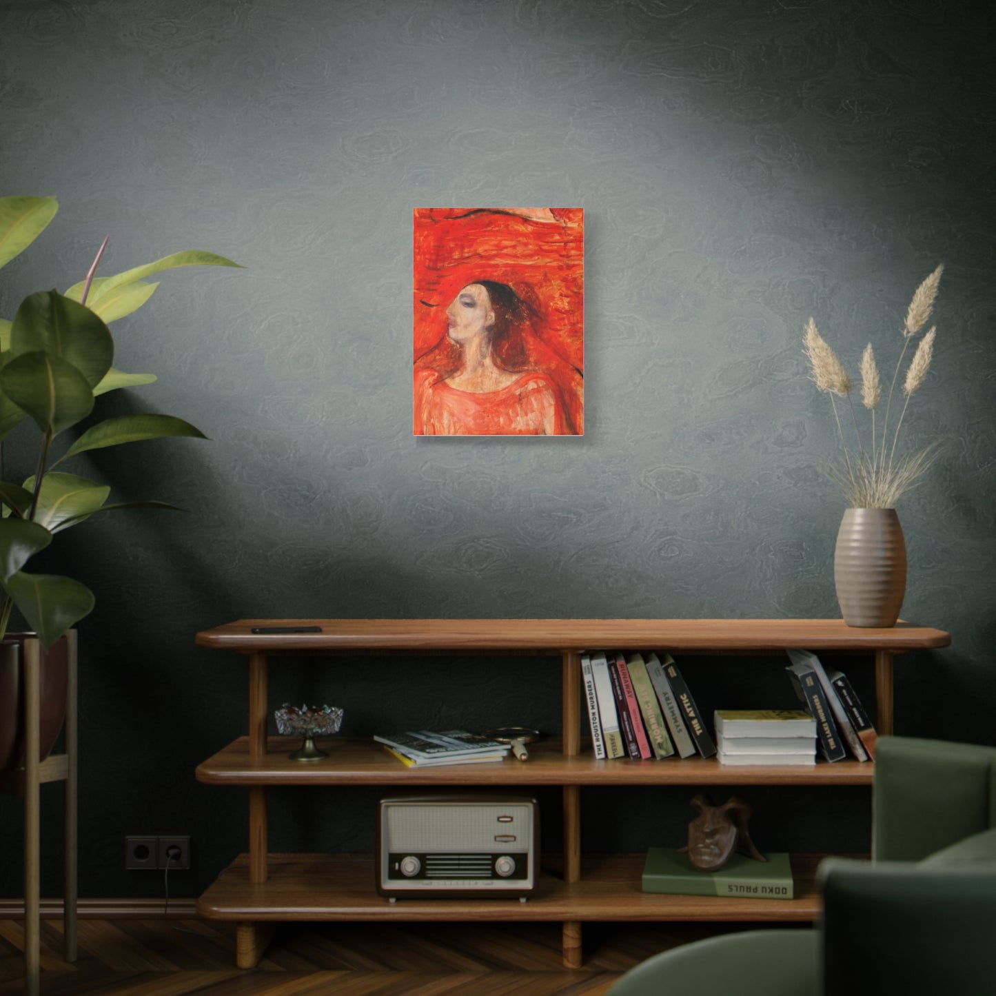 Woman's Head against a Red Background by Edvard Munch Matte Canvas Wall Art