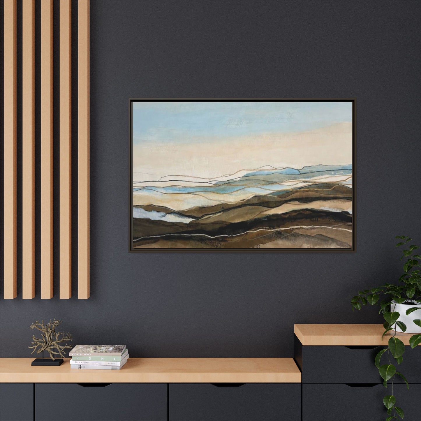 Framed Matte Canvas Print — Abstract Coastal Landscape Wall Art