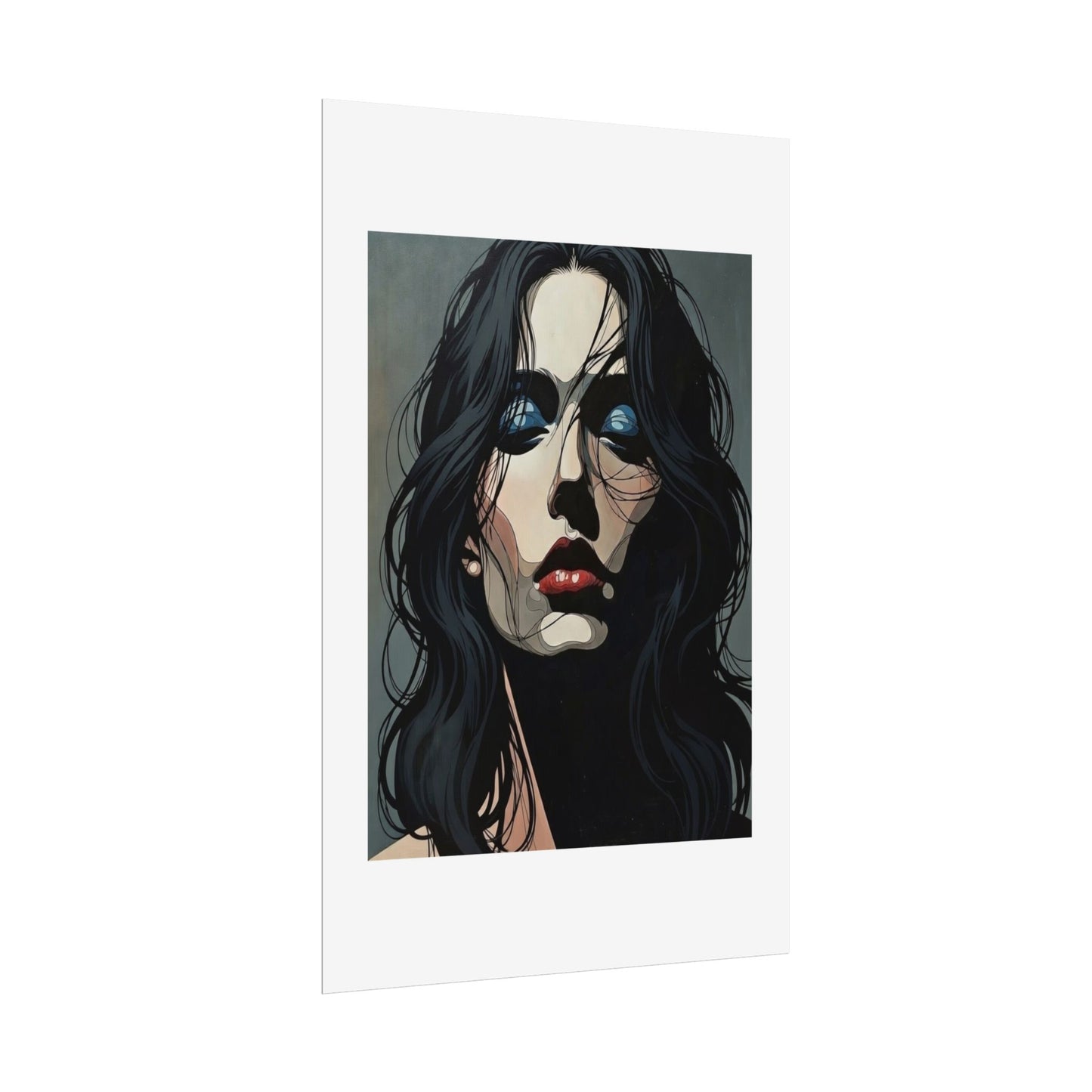Rolled Poster — Moody Portrait Art Print (Dark Femme, Blue Eyeshadow)