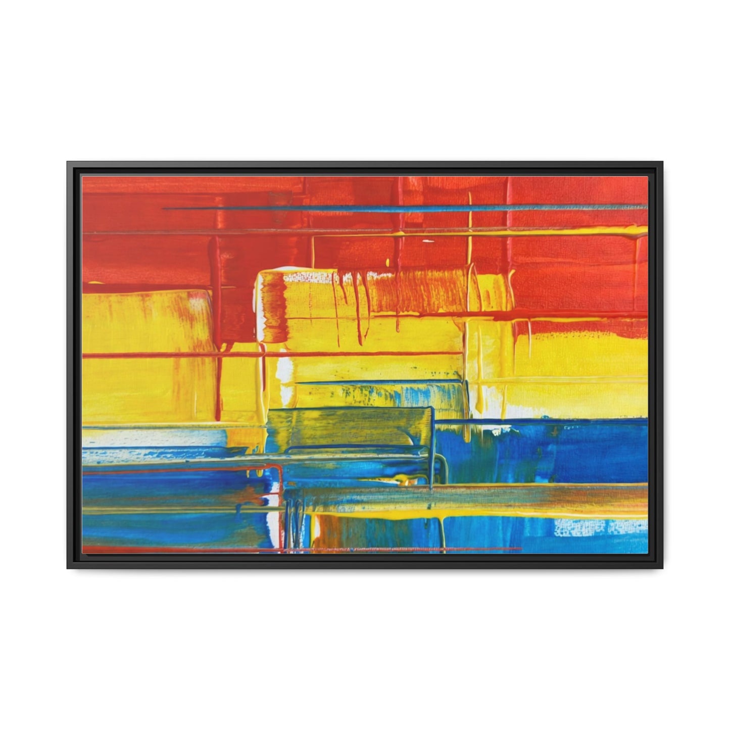 Abstract Multi-Color Framed Canvas Art — Modern Geometric Wall Decor