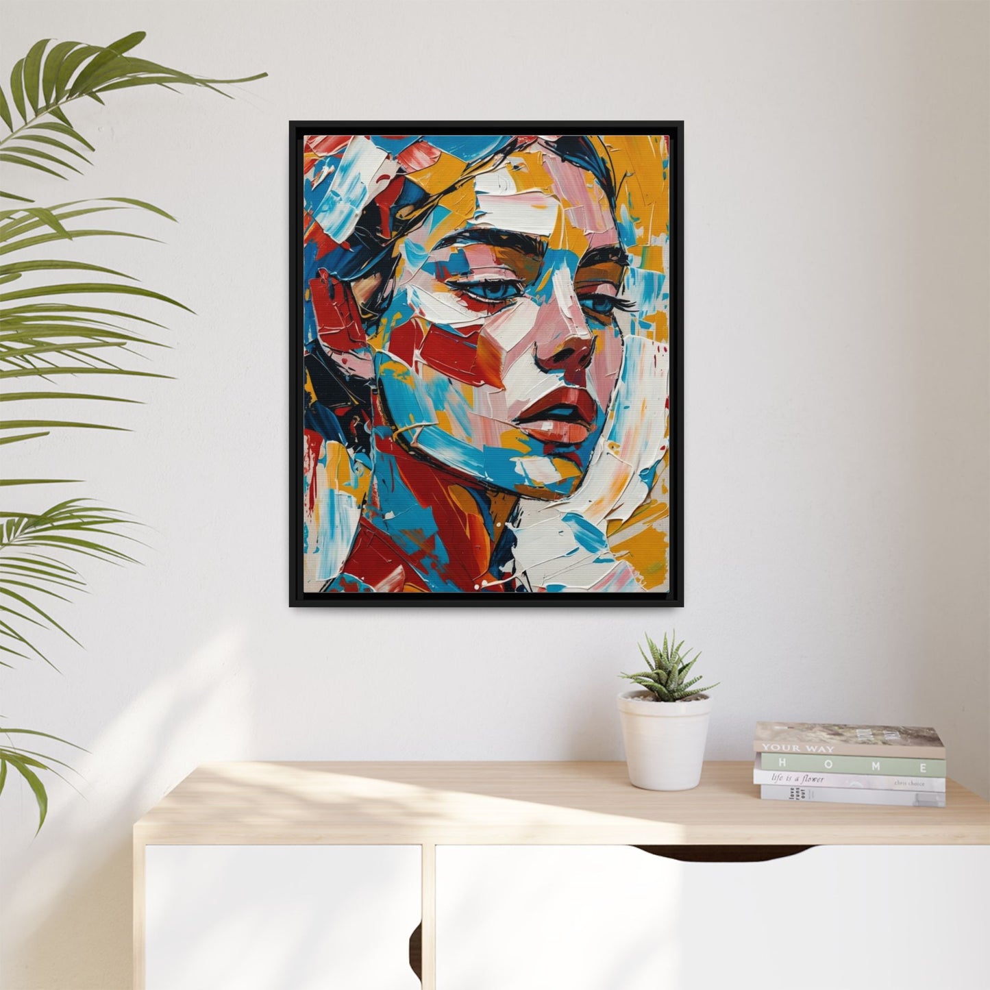 Colorful Abstract Portrait Framed Canvas Print