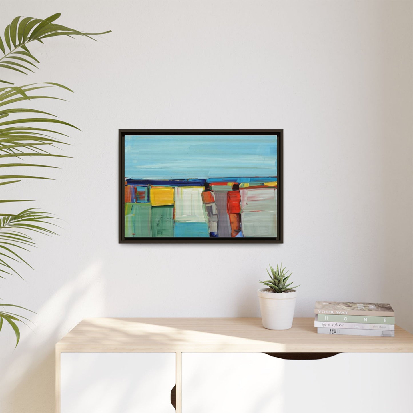 Abstract Coastal Blocks Matte Canvas Print (Framed)