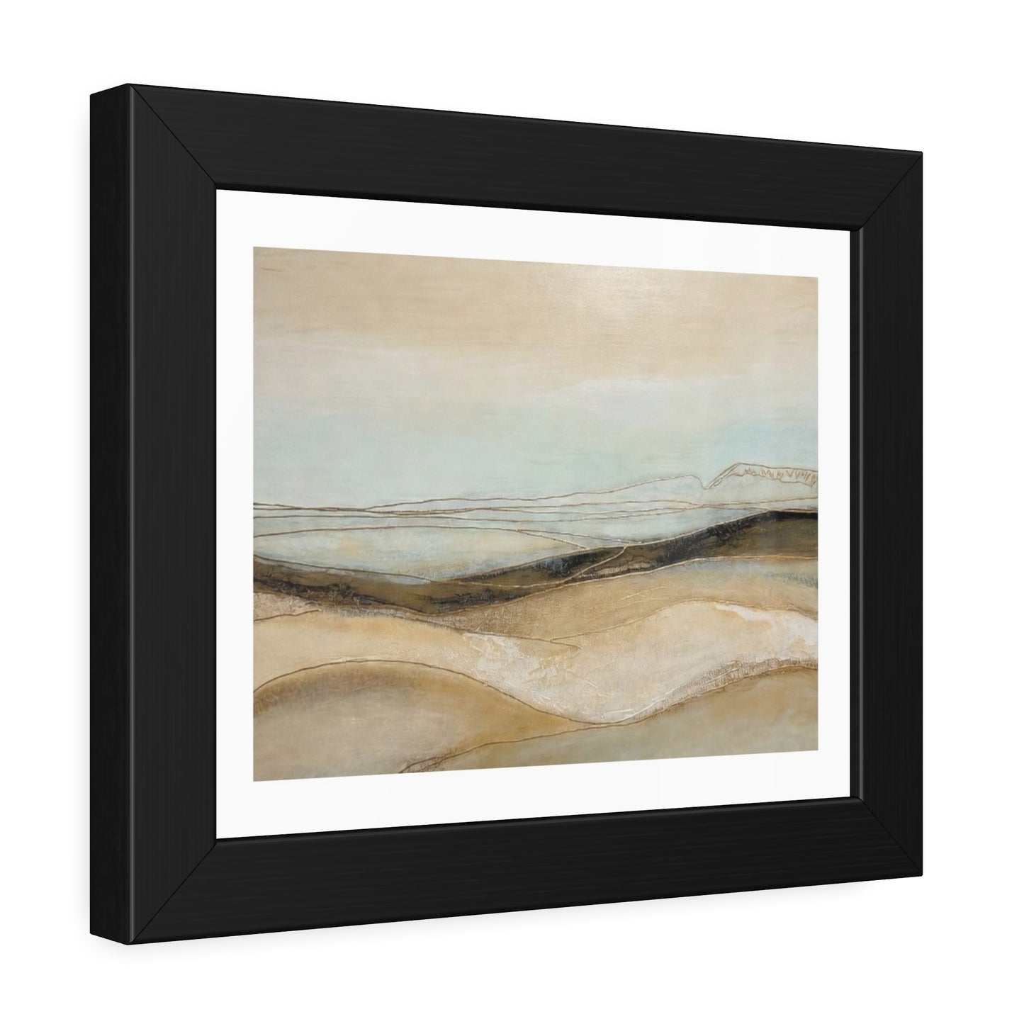 Framed Poster - Neutral Abstract Landscape Wall Art, Calming Coastal Tones for Living Room or Office