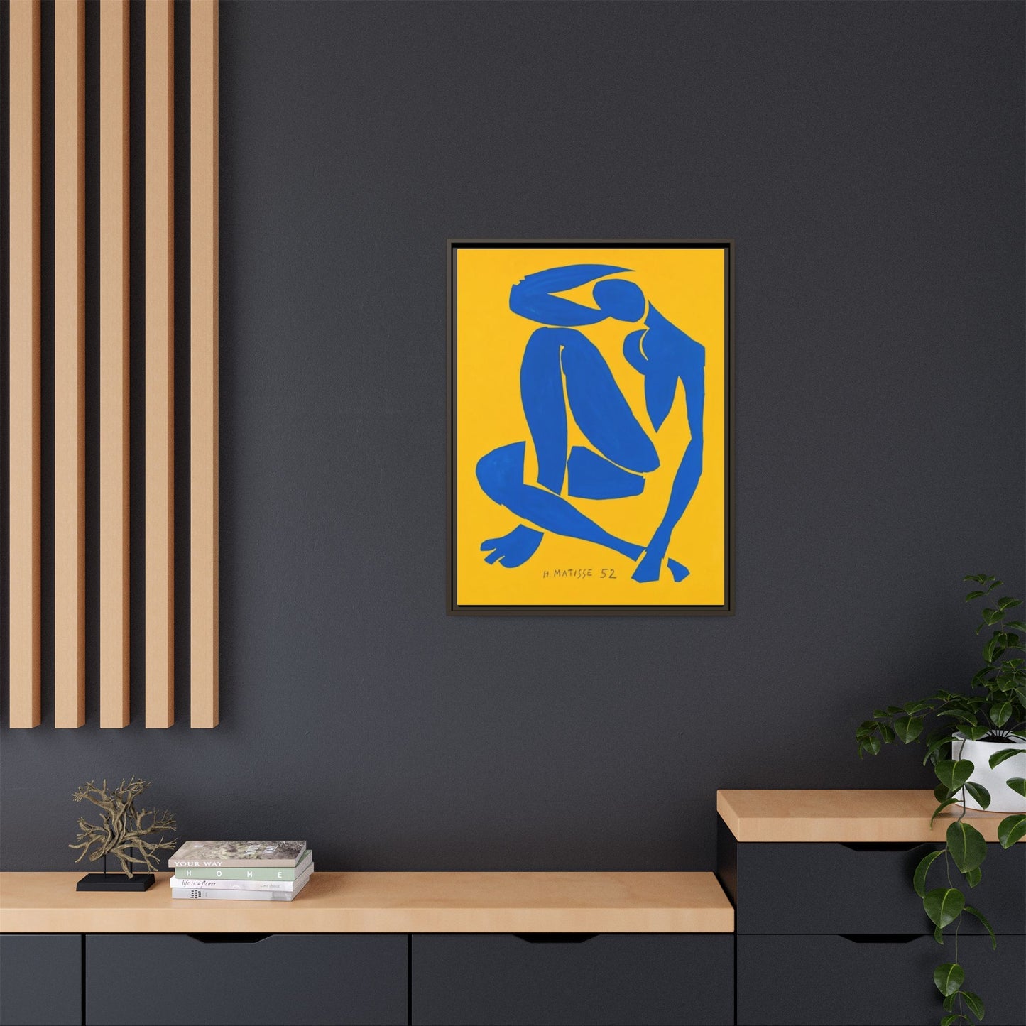Abstract Blue Nude Matte Canvas Wall Art, Framed