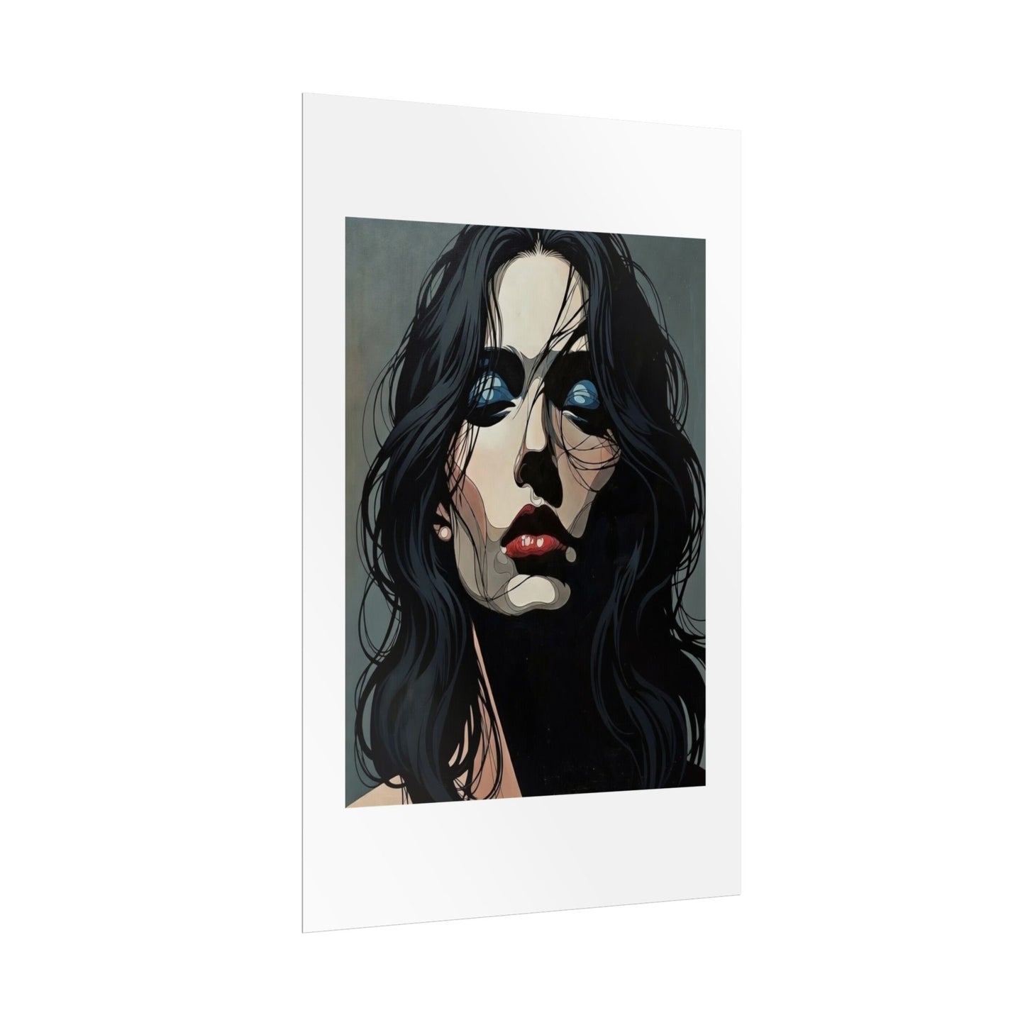 Rolled Poster — Moody Portrait Art Print (Dark Femme, Blue Eyeshadow)