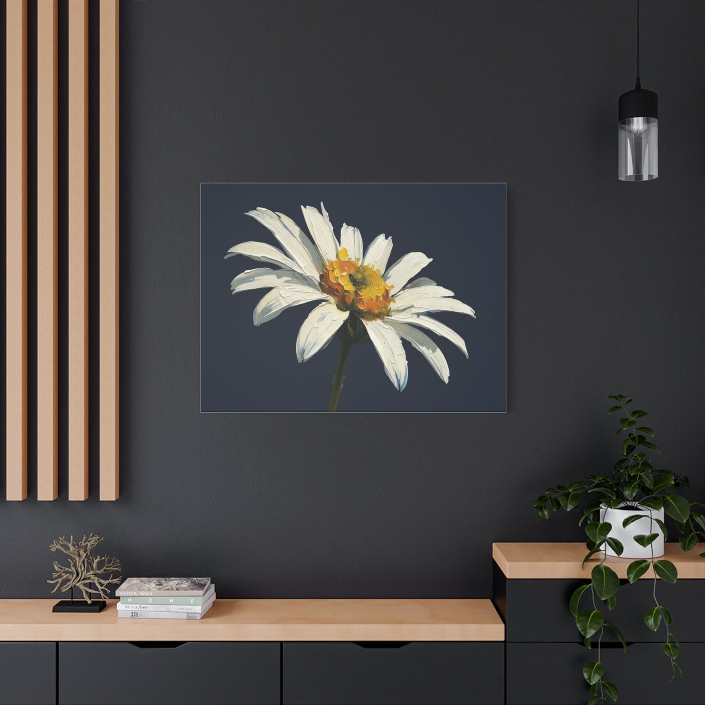 Daisy Oil-Paint Canvas Wall Art — Stretched Matte Floral Print