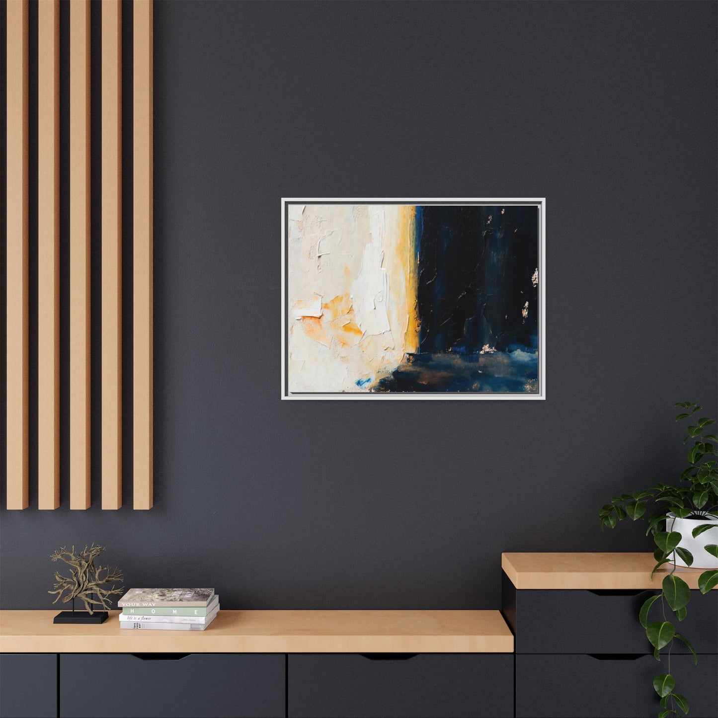 Abstract Coastal Texture Framed Canvas Art — Matte Multi-Color Wall Print