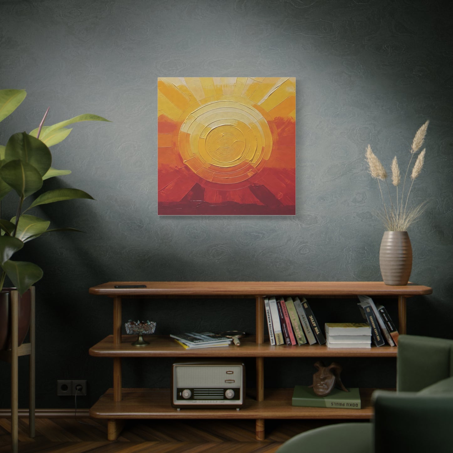 Abstract Sunrise Canvas Wall Art — Warm Sunrise Texture Matte Stretched Canvas