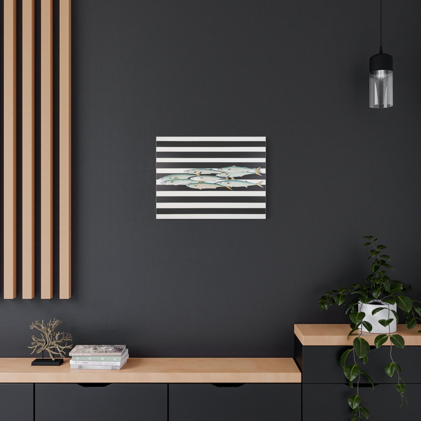 Striped Mackerel School Matte Canvas Print