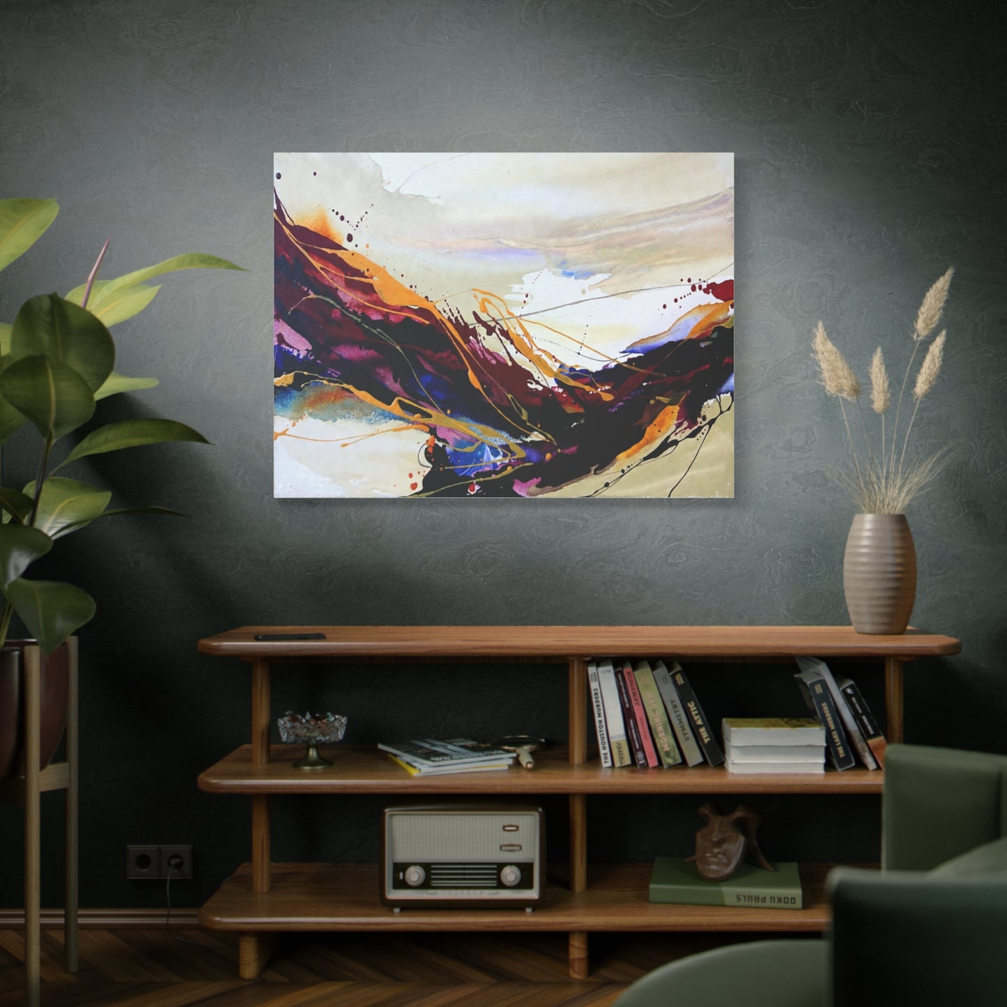 Abstract Color Flow Matte Stretched Canvas – Vibrant Modern Wall Art