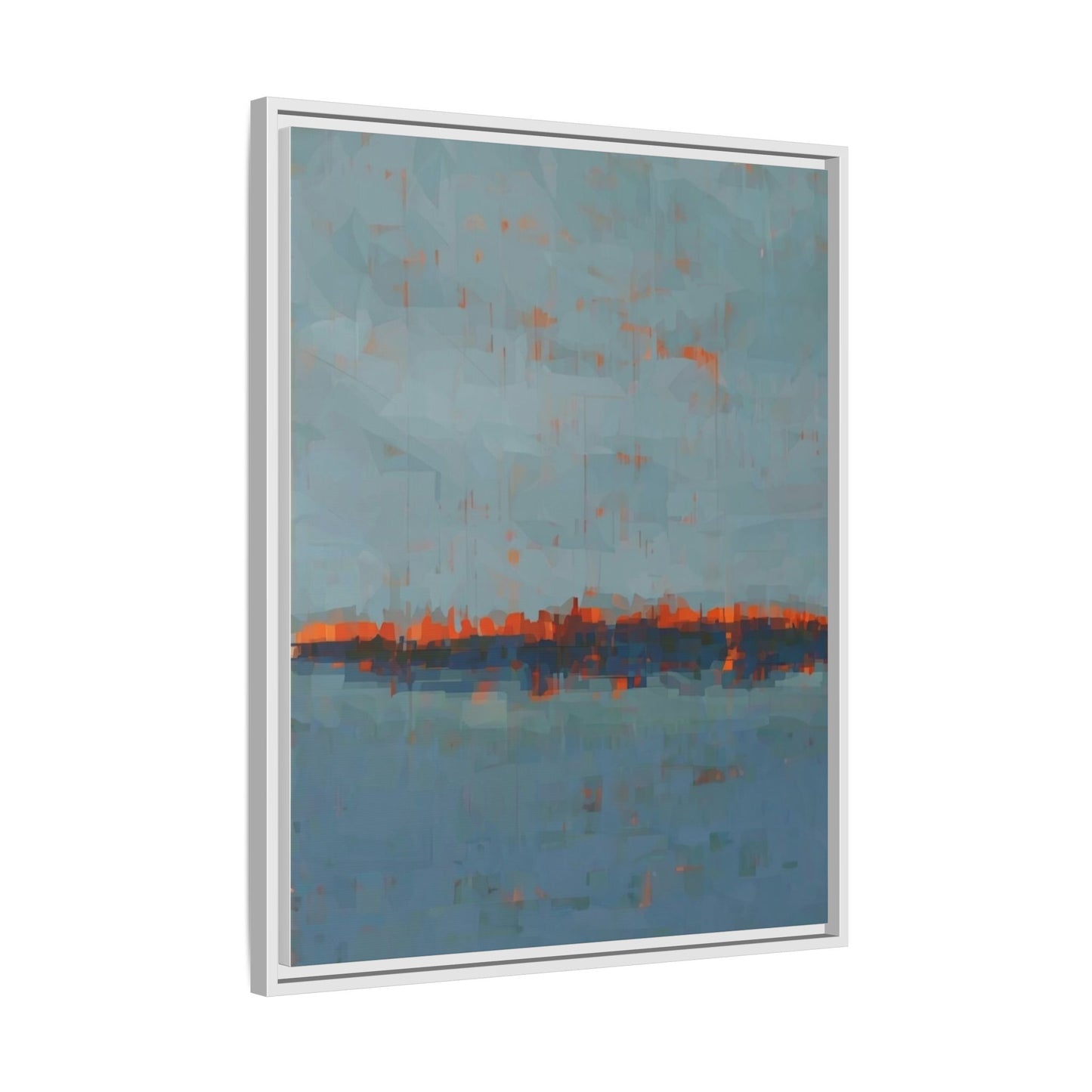 Framed Canvas Art — Teal & Orange Abstract Seascape