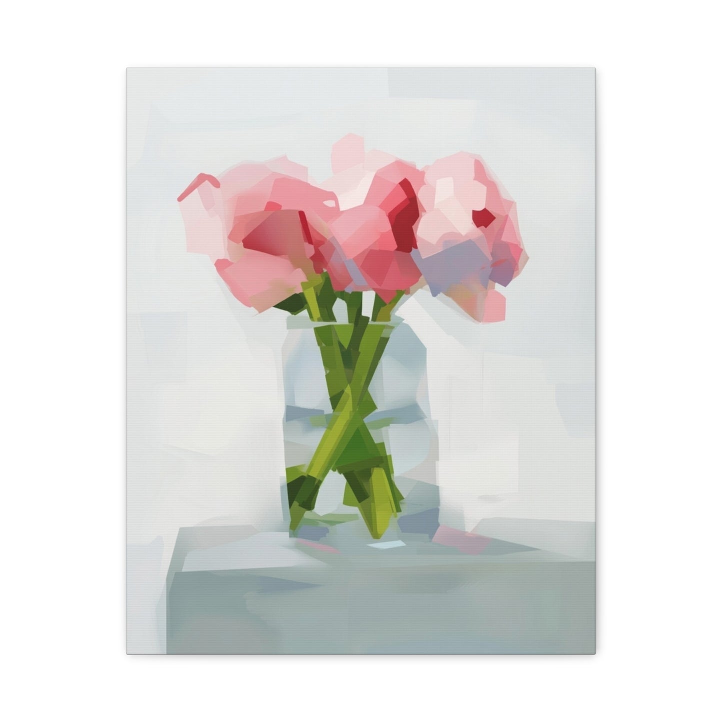 Pink Peonies Vase Canvas Art — Stretched Matte Wall Decor