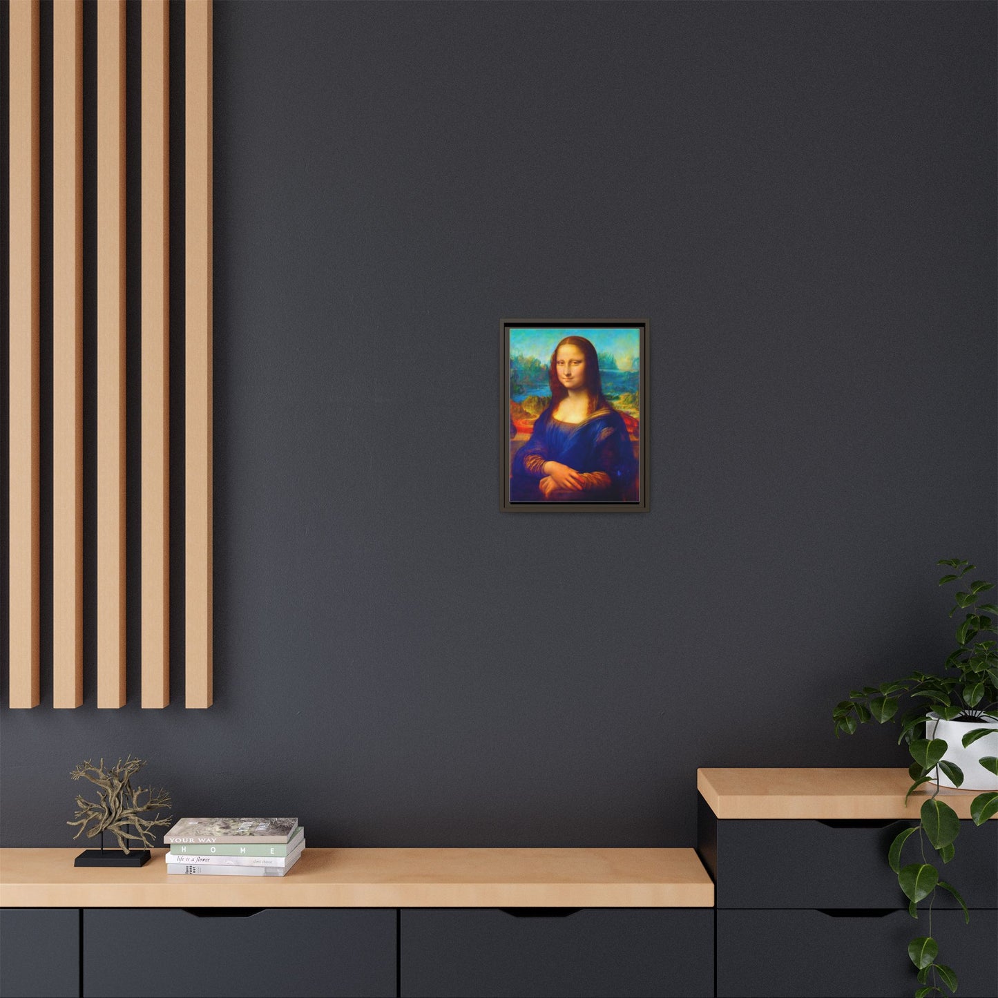 Framed Matte Canvas Print — Colorful Mona Lisa Wall Art