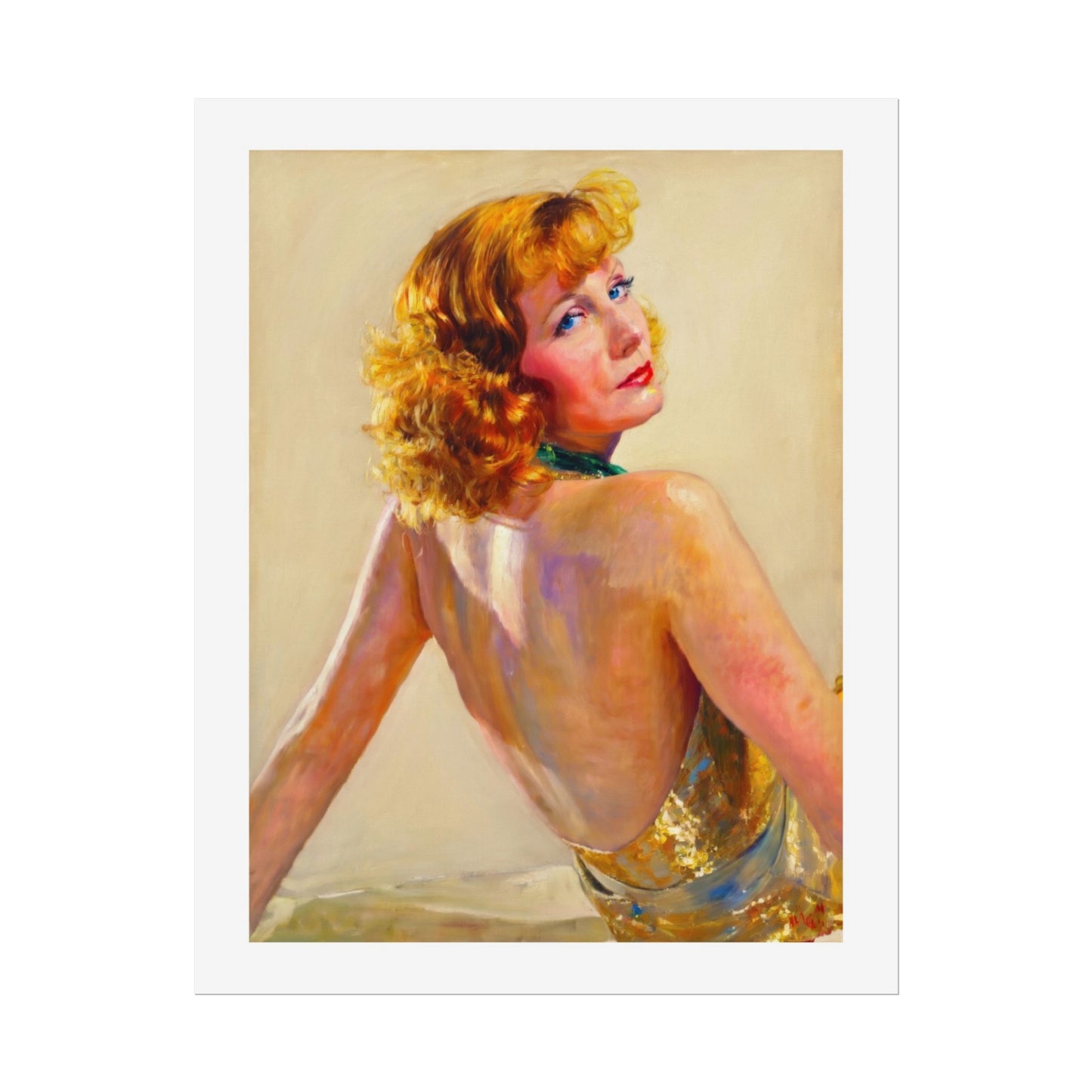 Vintage Pin-Up Art Poster - Glamorous Back-View Portrait Rolled Art Print