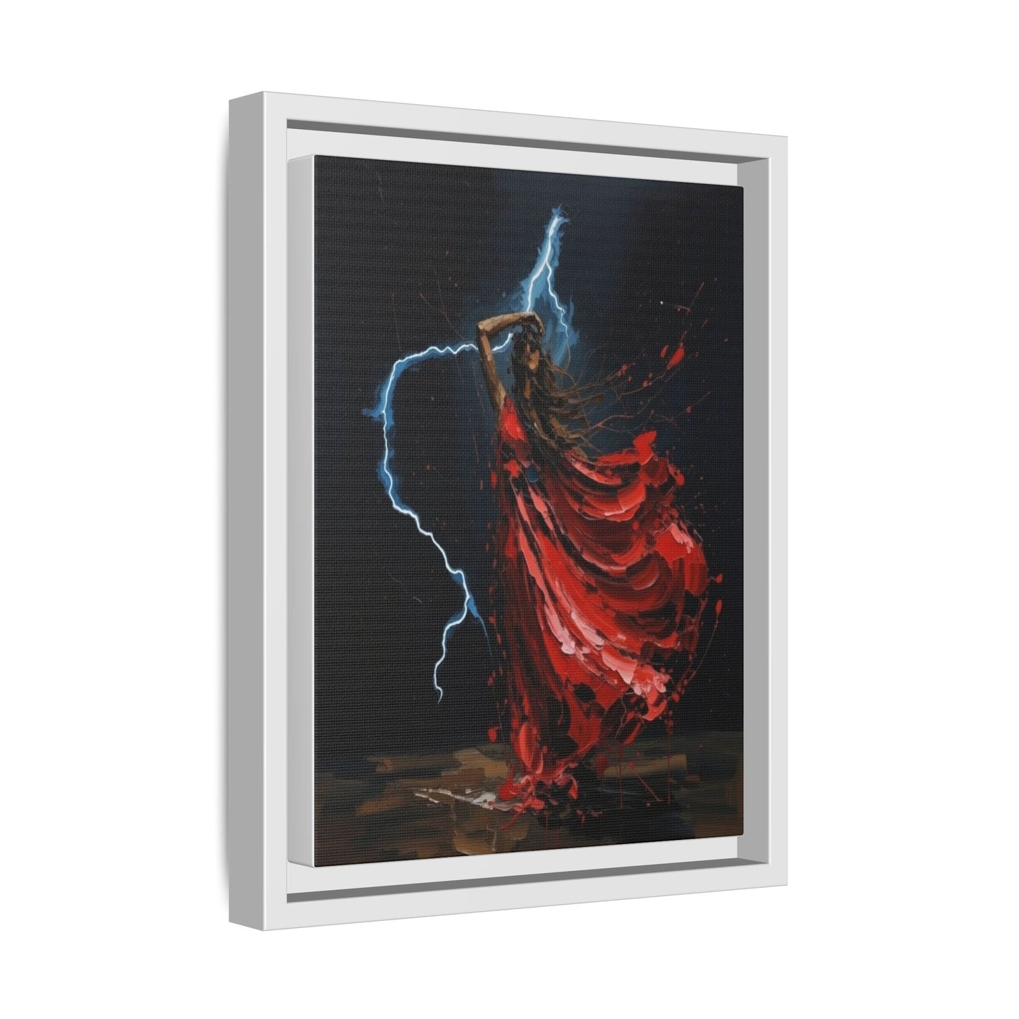 Framed Matte Canvas Print — Red Dancer Lightning Art