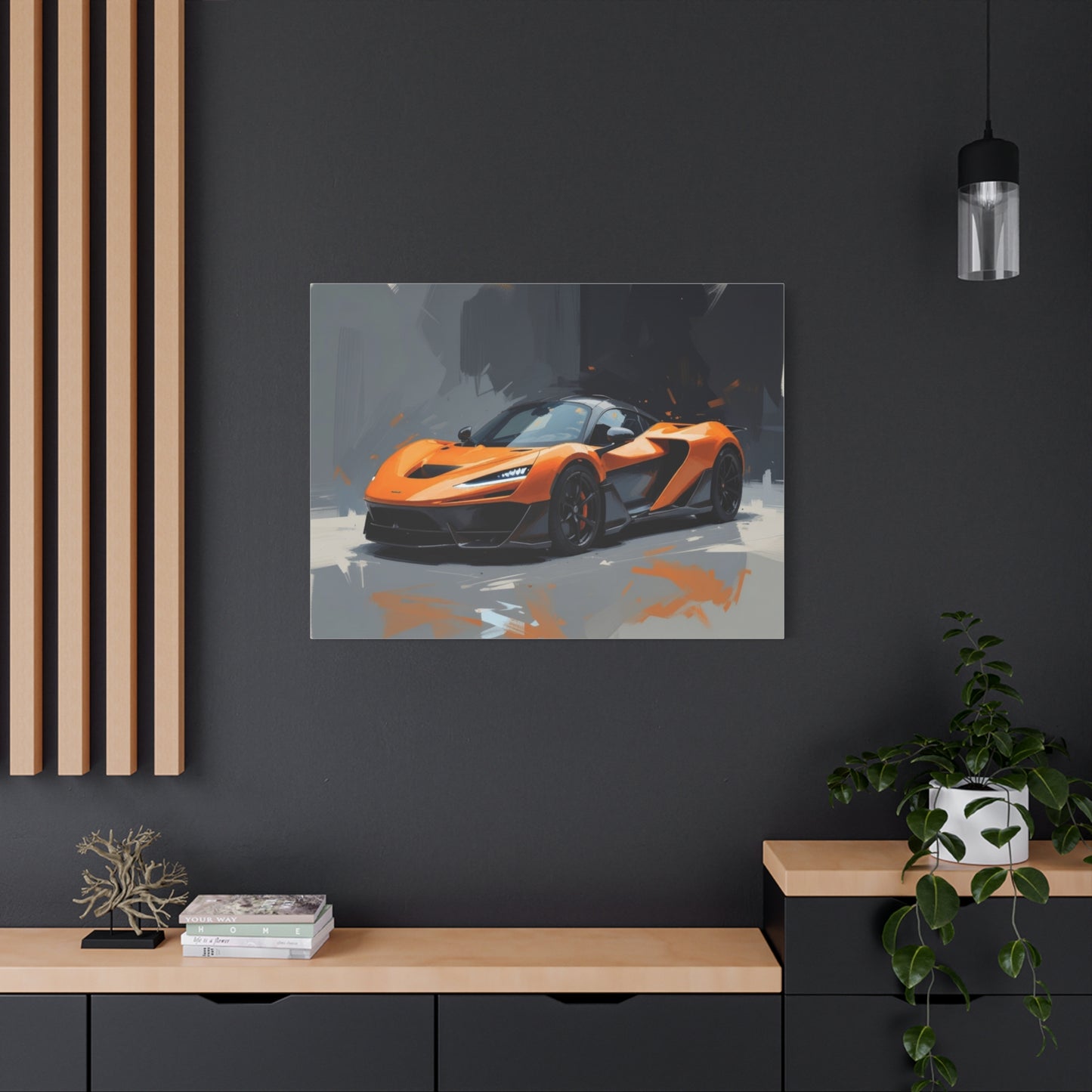 Orange Supercar Matte Canvas Wall Art – Stretched 1.25" Sports Car Print