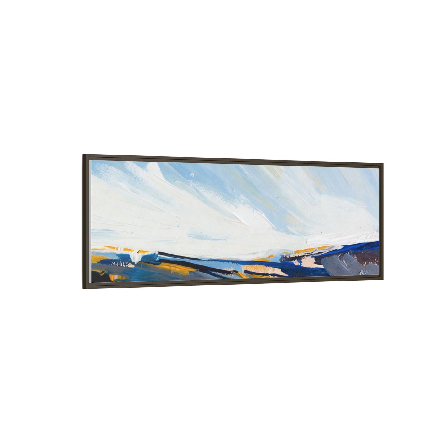 Framed Abstract Seascape Canvas Print — Matte Multi‑Color Wall Art