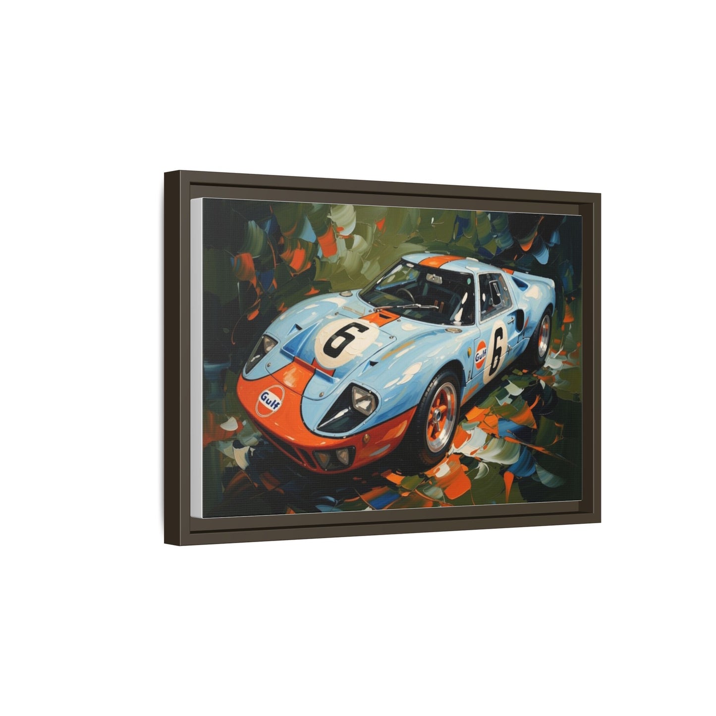Gulf Racing GT40 Matte Framed Canvas — Vintage Sports Car Wall Art