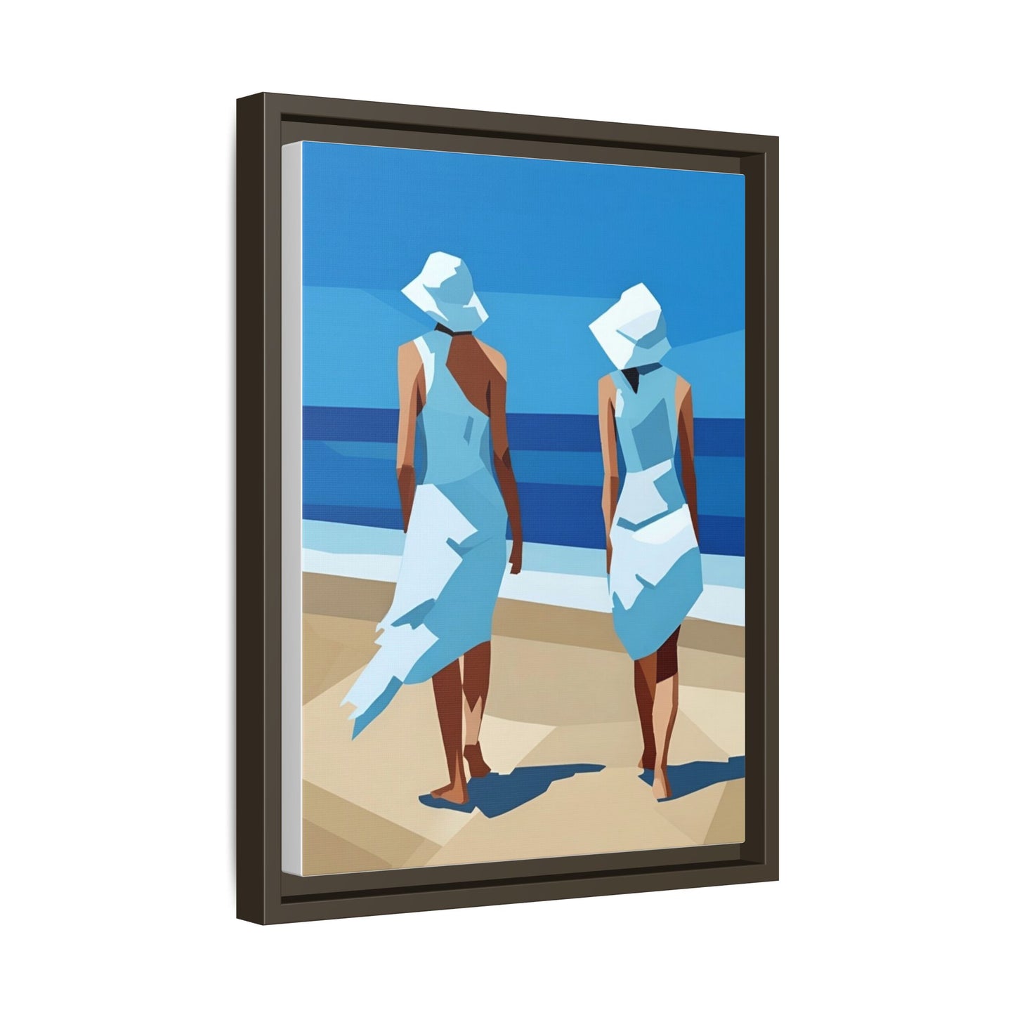 Seaside Stroll Matte Canvas Framed Print — Coastal Beach Art