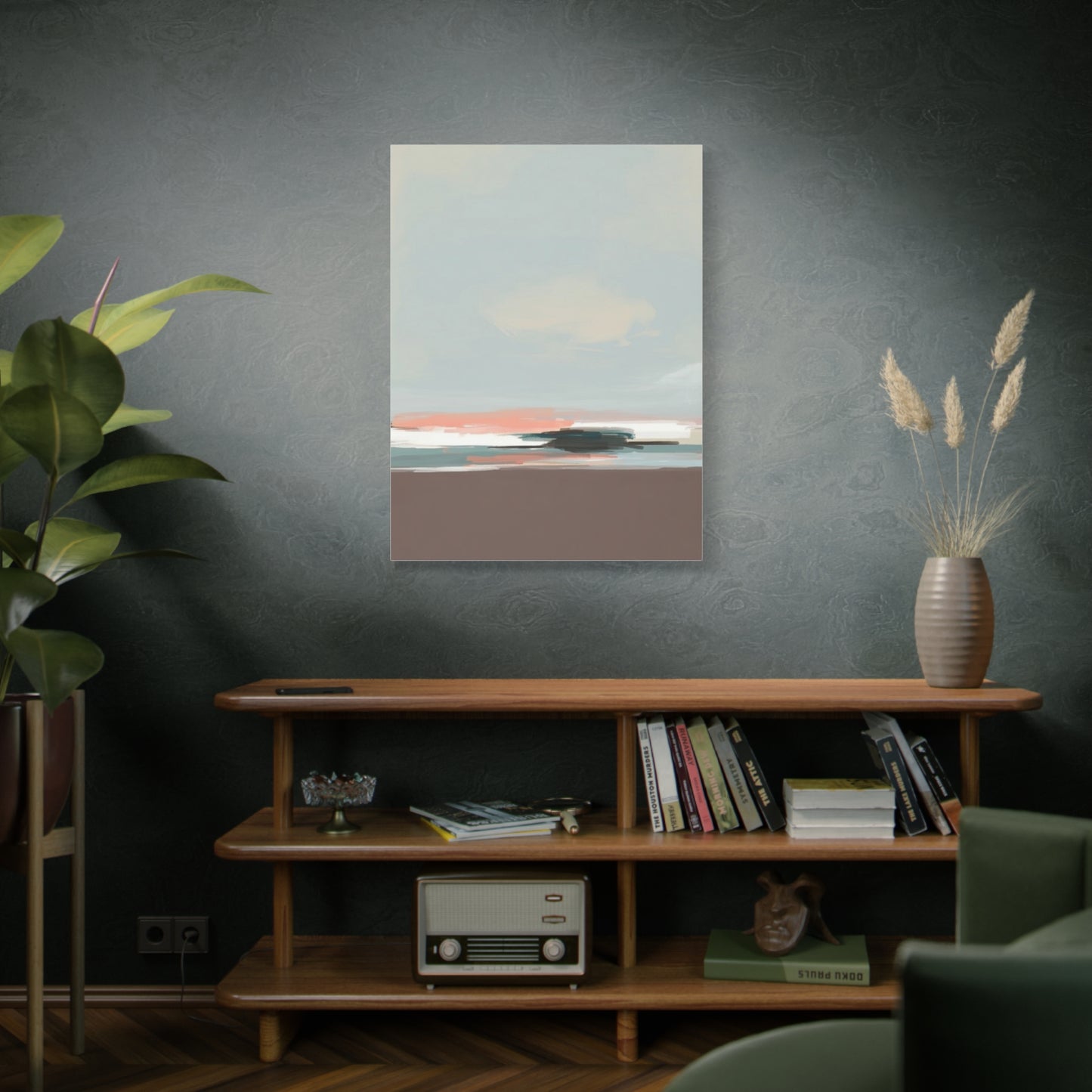 Coastal Abstract Canvas Art – Soft Pastel Seascape Matte Stretched Canvas