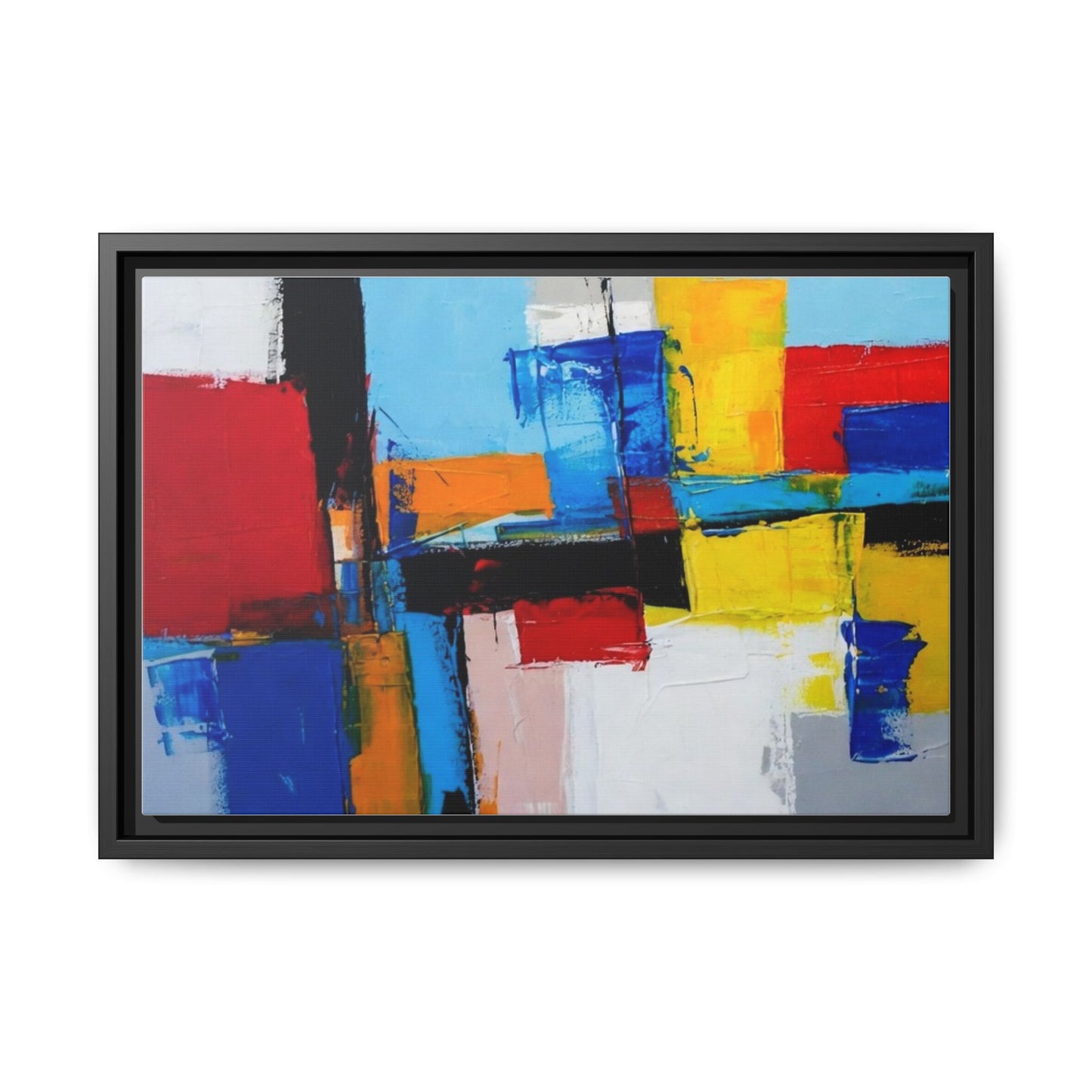 Abstract Color Block Matte Canvas Framed Wall Art