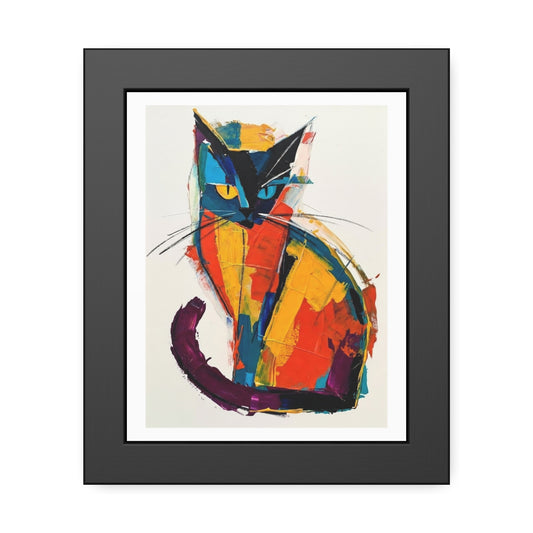 Colorful Abstract Cat Framed Poster