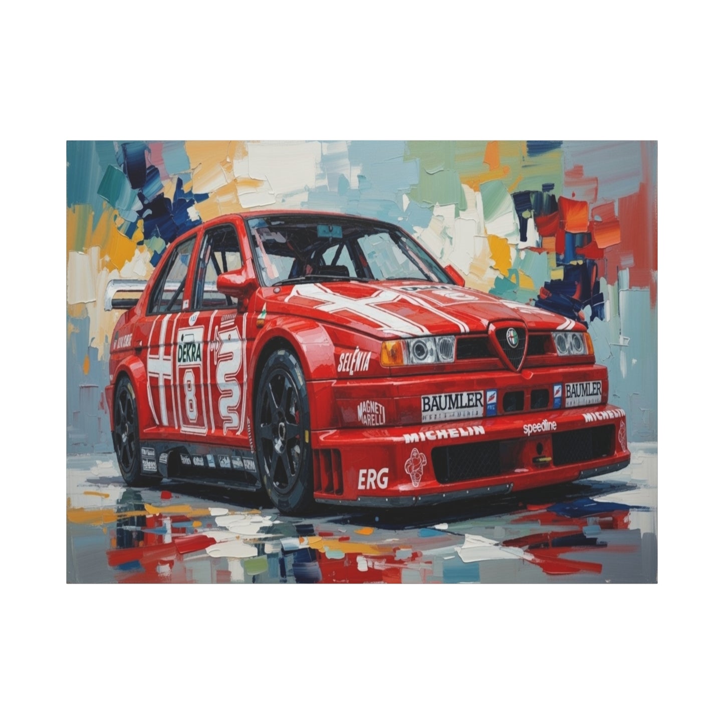 Racing Alfa Romeo Canvas Print — Red Race Car Stretched Wall Art