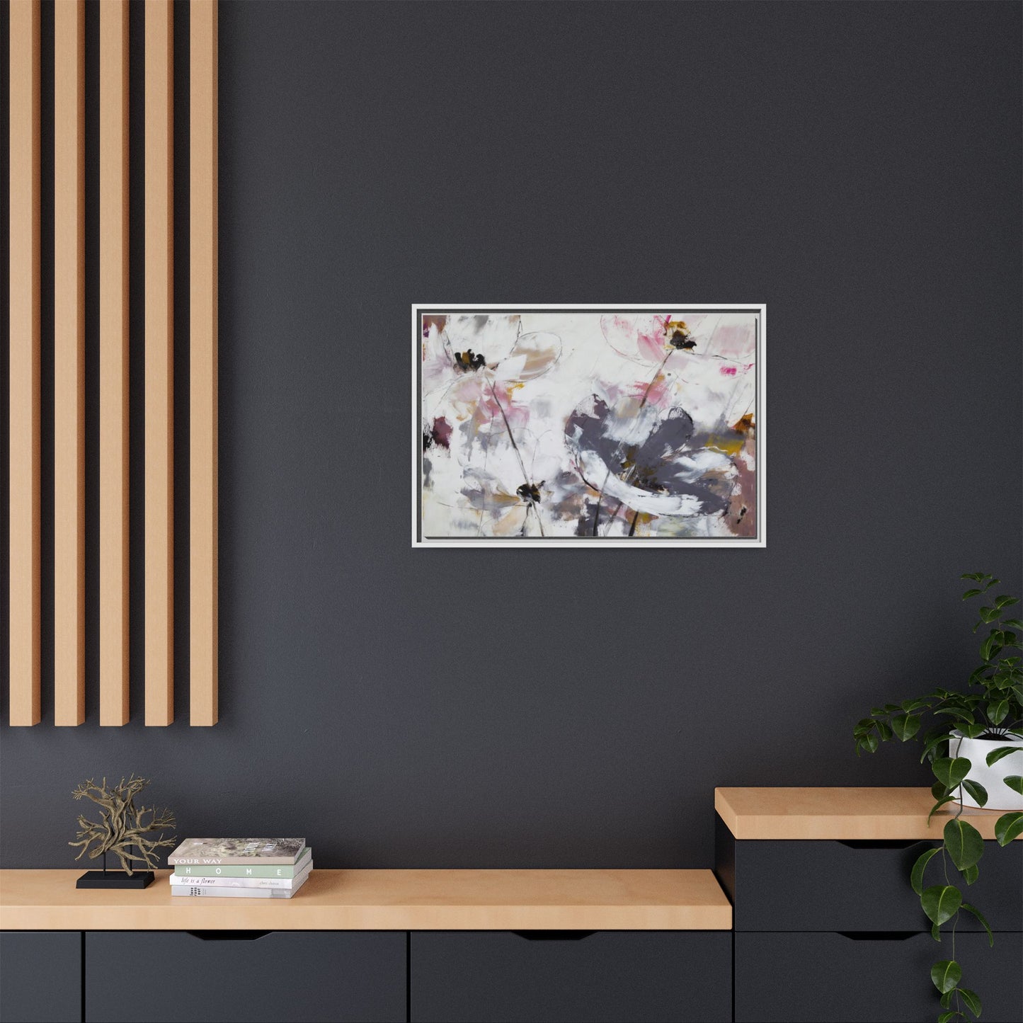 Abstract Floral Matte Canvas Framed Wall Art — Soft Watercolor Blooms