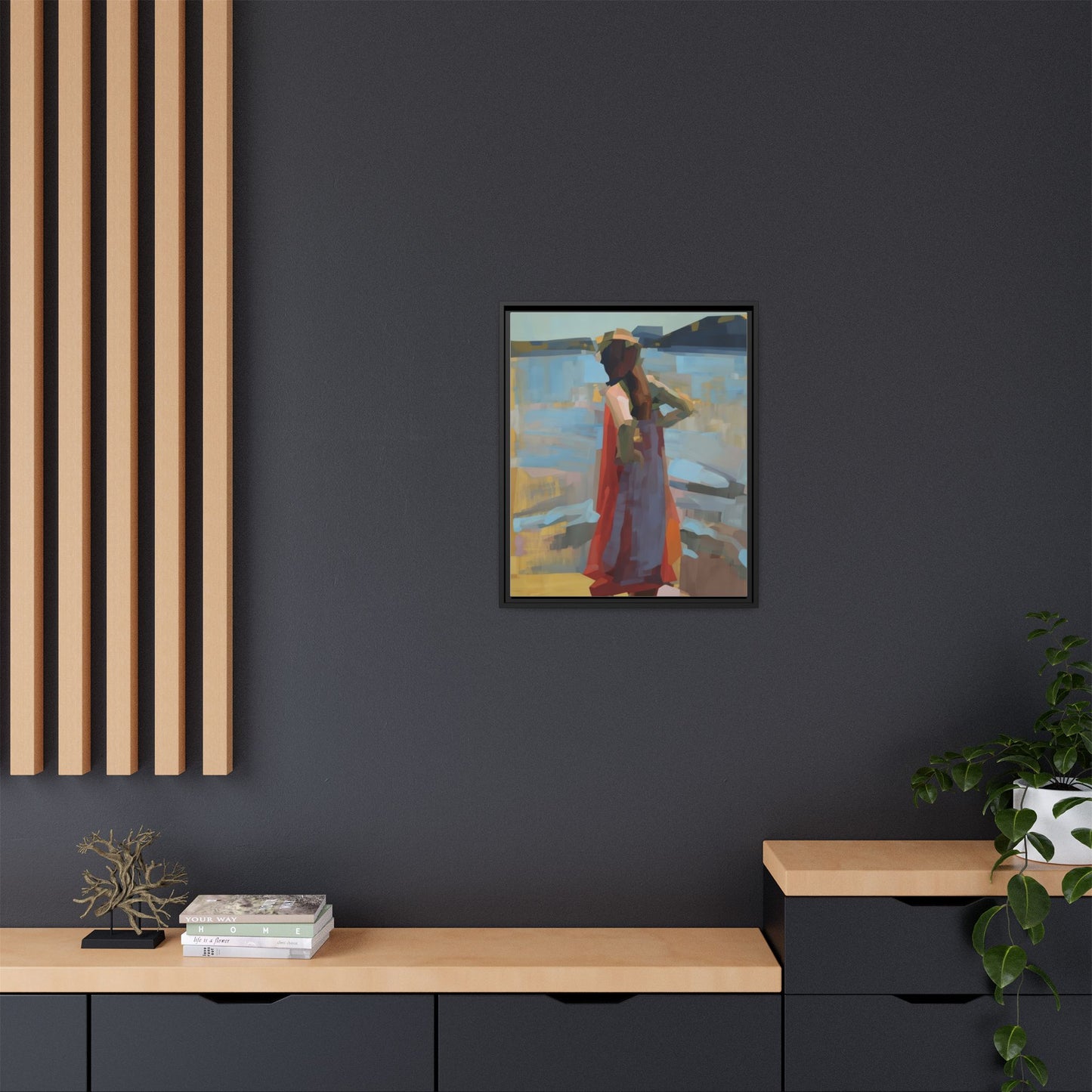 Framed Matte Canvas Print — Coastal Woman Abstract Art