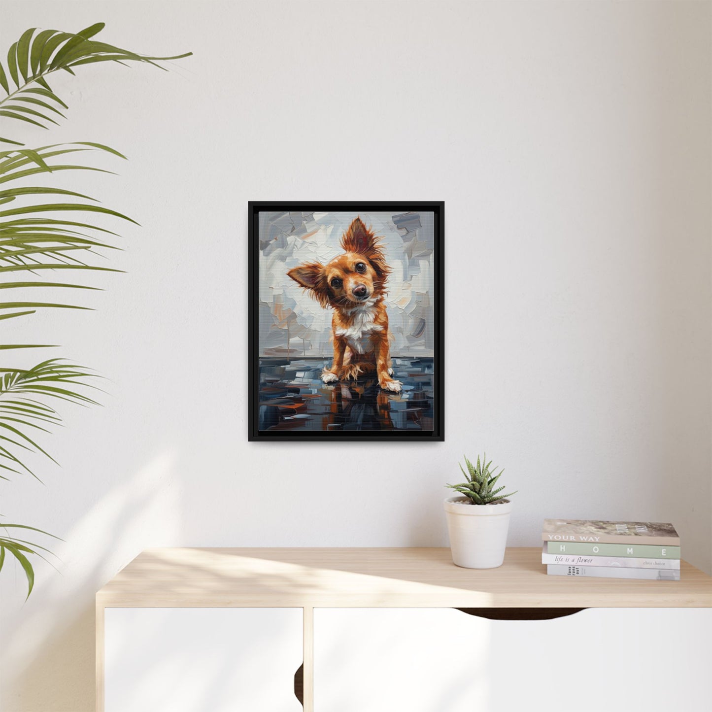 Framed Matte Canvas Print — Playful Brown Dog Portrait